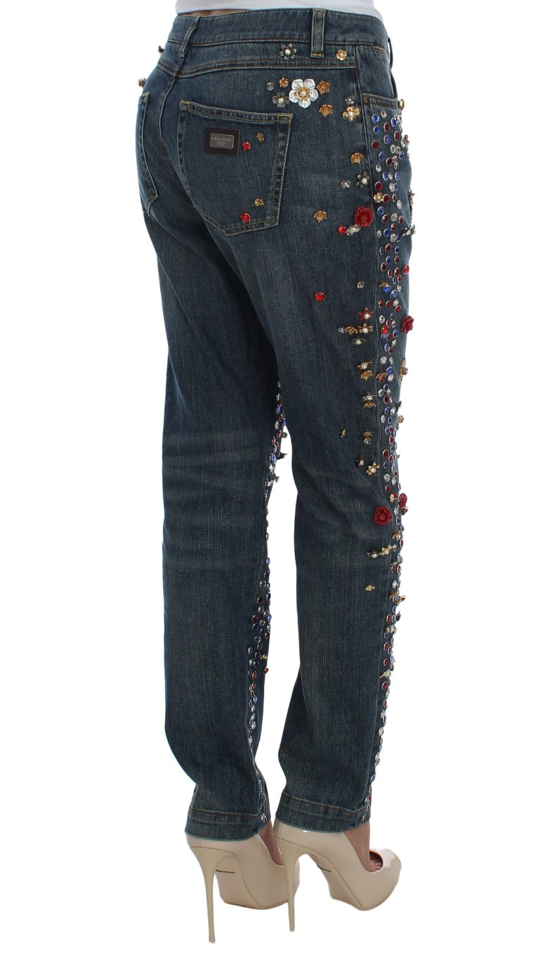 Dolce & Gabbana Crystal Roses Heart Embellished Jeans - PreLoved & Luxe