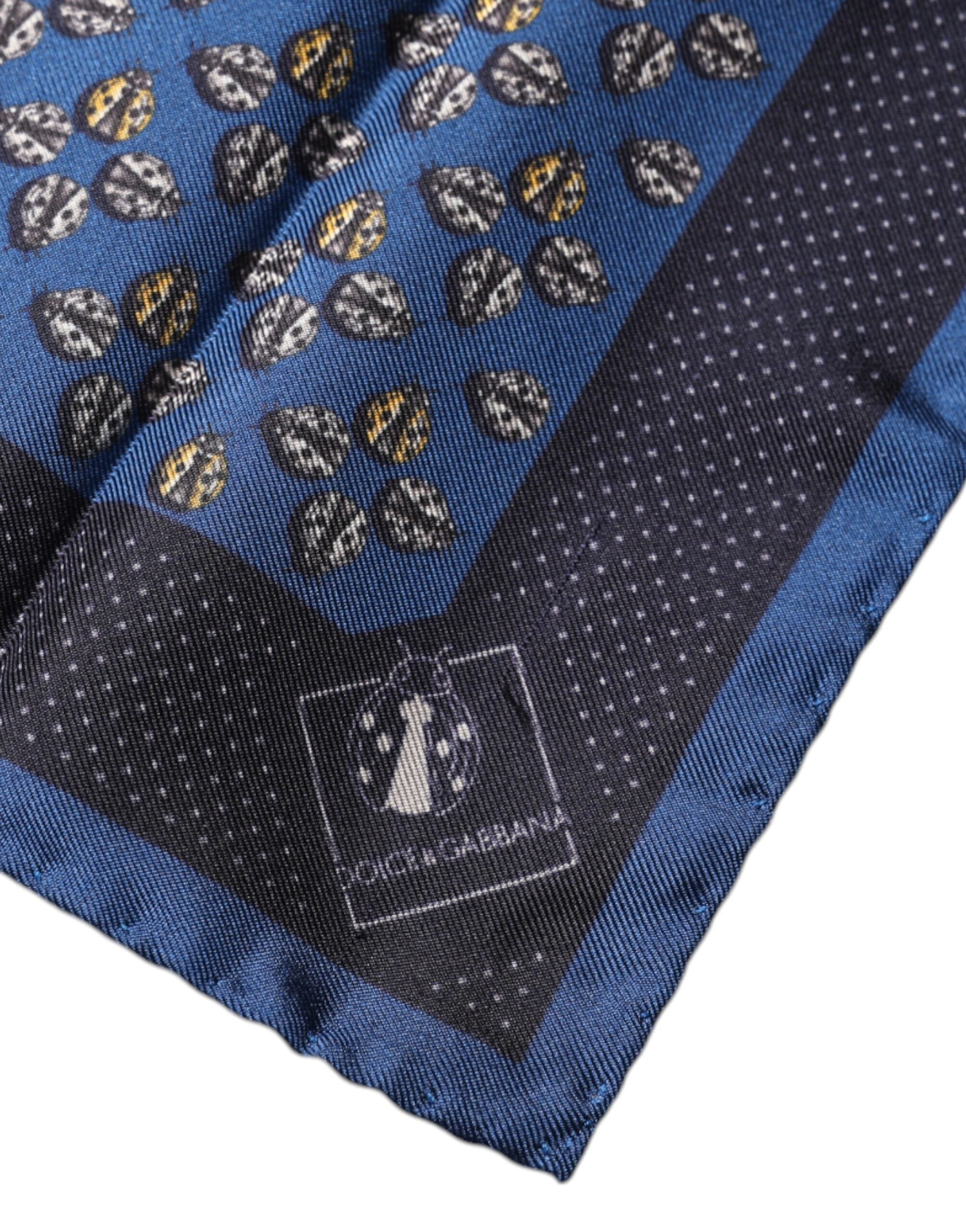 Pre-Owned Dolce & Gabbana Blue Lady Bug Silk Square Handkerchief Scarf