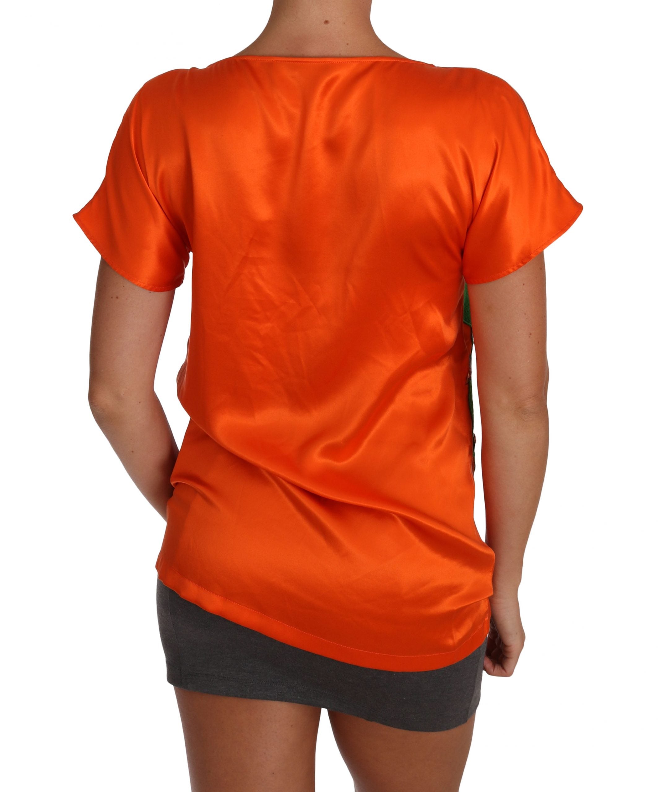 Dolce & Gabbana Silk Orange Lemon Crystal T-shirt Top - PreLoved & Luxe