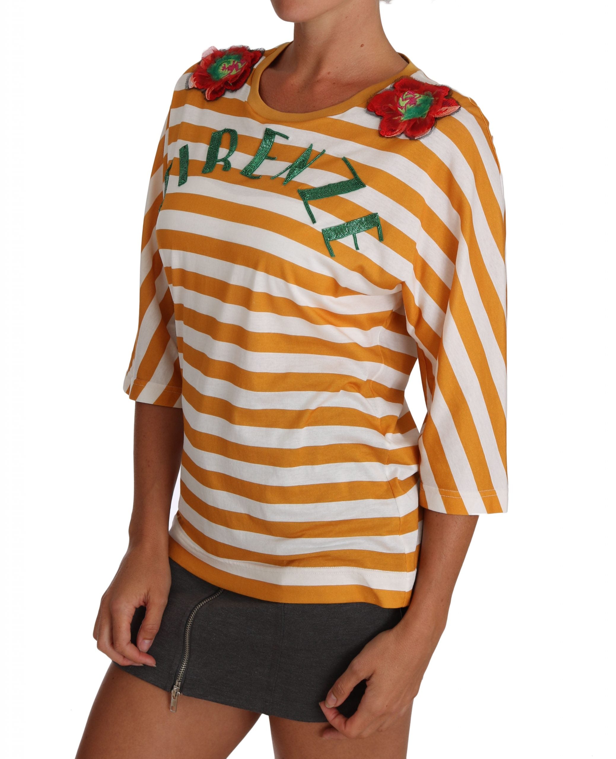 Dolce & Gabbana White Orange FIRENZE Top T-shirt - PreLoved & Luxe