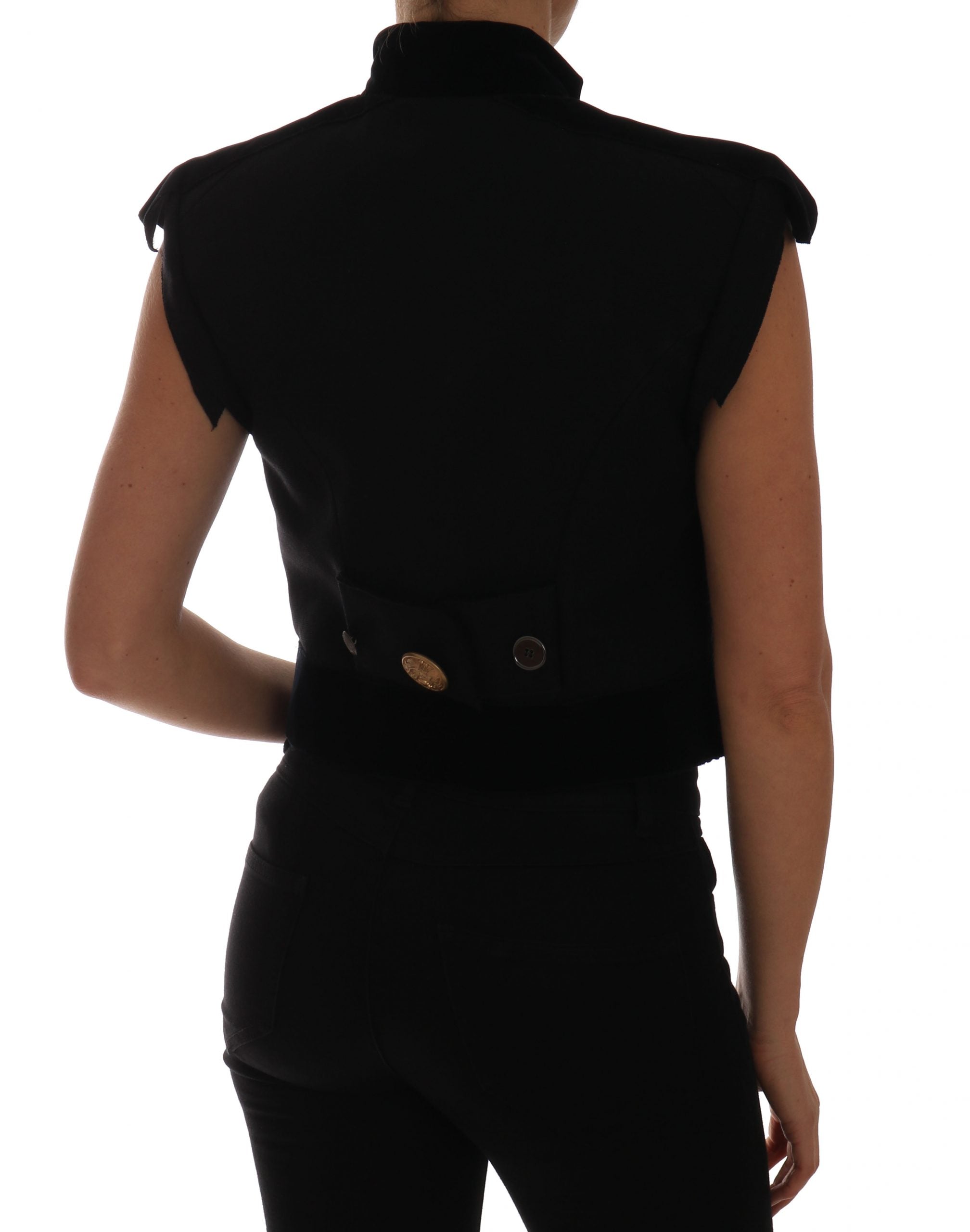 Dolce & Gabbana Black Embellished Floral Military Jacket Vest - PreLoved & Luxe