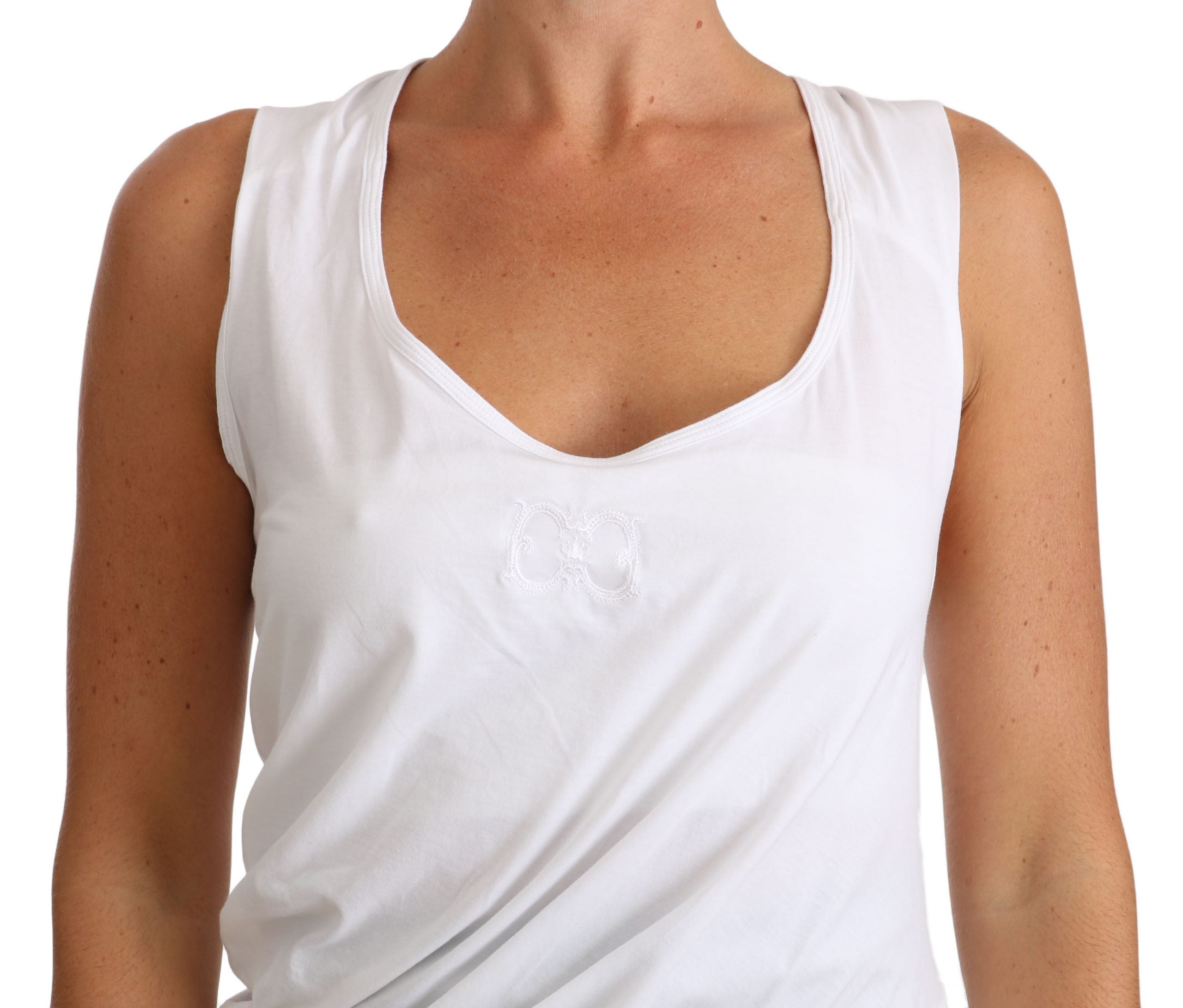 Cavalli White Top Tank CAVALLI T-Shirt Jersey - PreLoved & Luxe