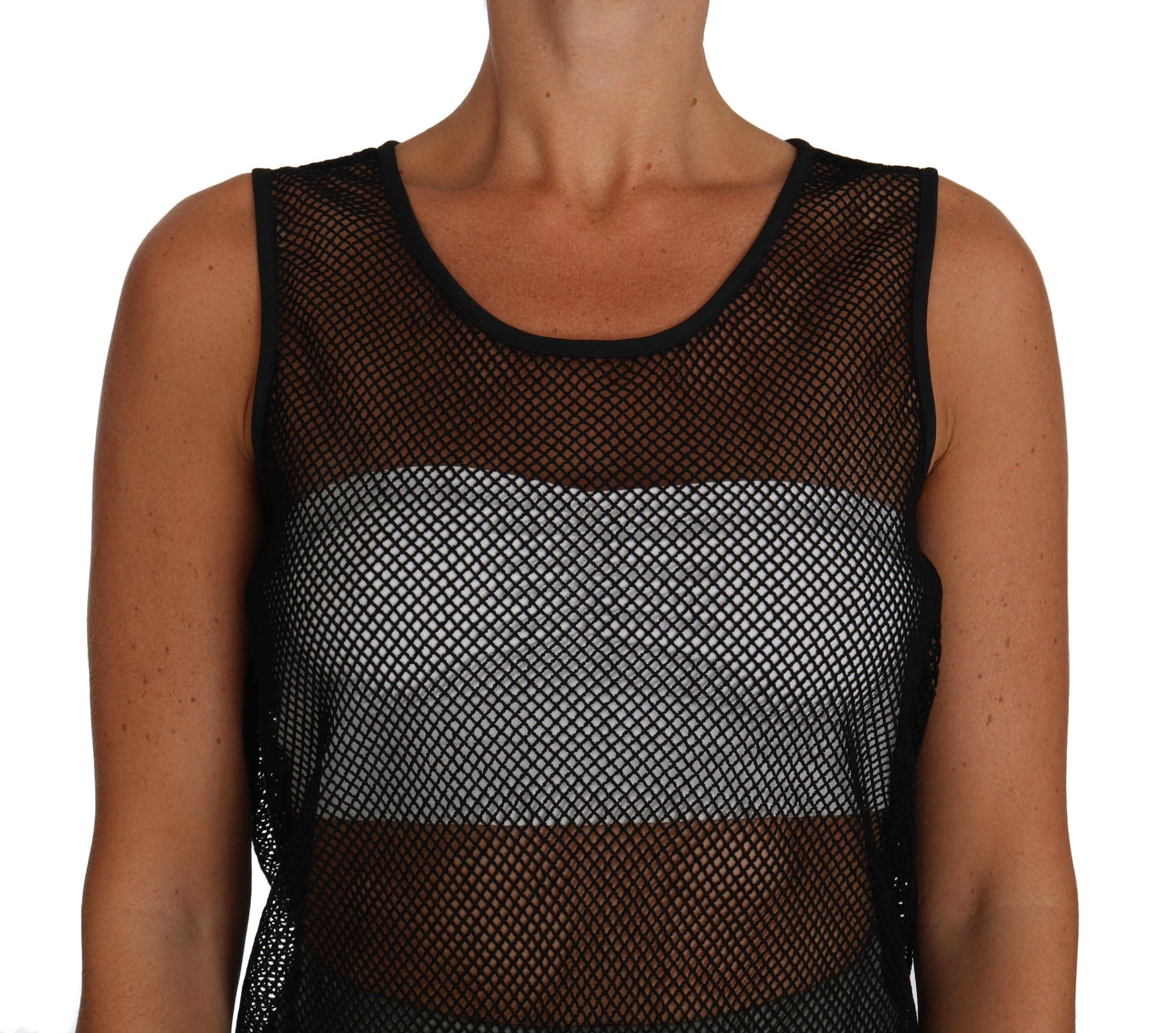 Dolce & Gabbana Black Mesh Transparent Blouse T-shirt - PreLoved & Luxe