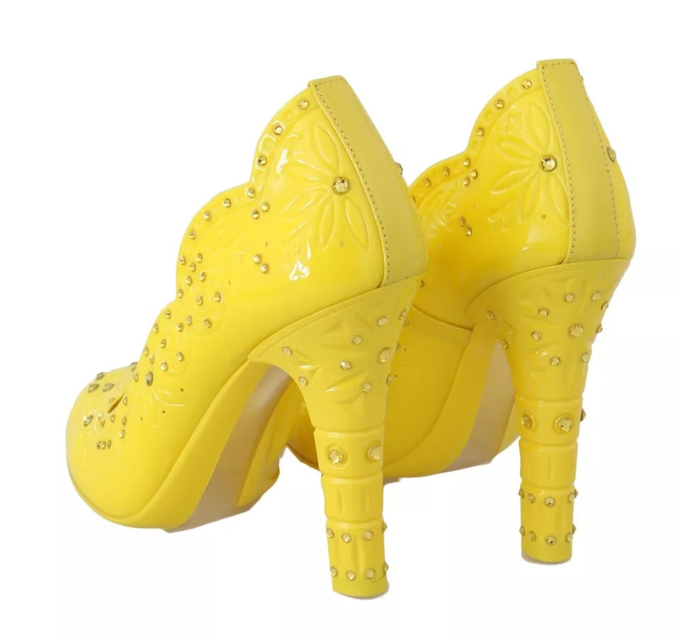 New Dolce & Gabbana Yellow Crystal Heels CINDERELLA Shoes