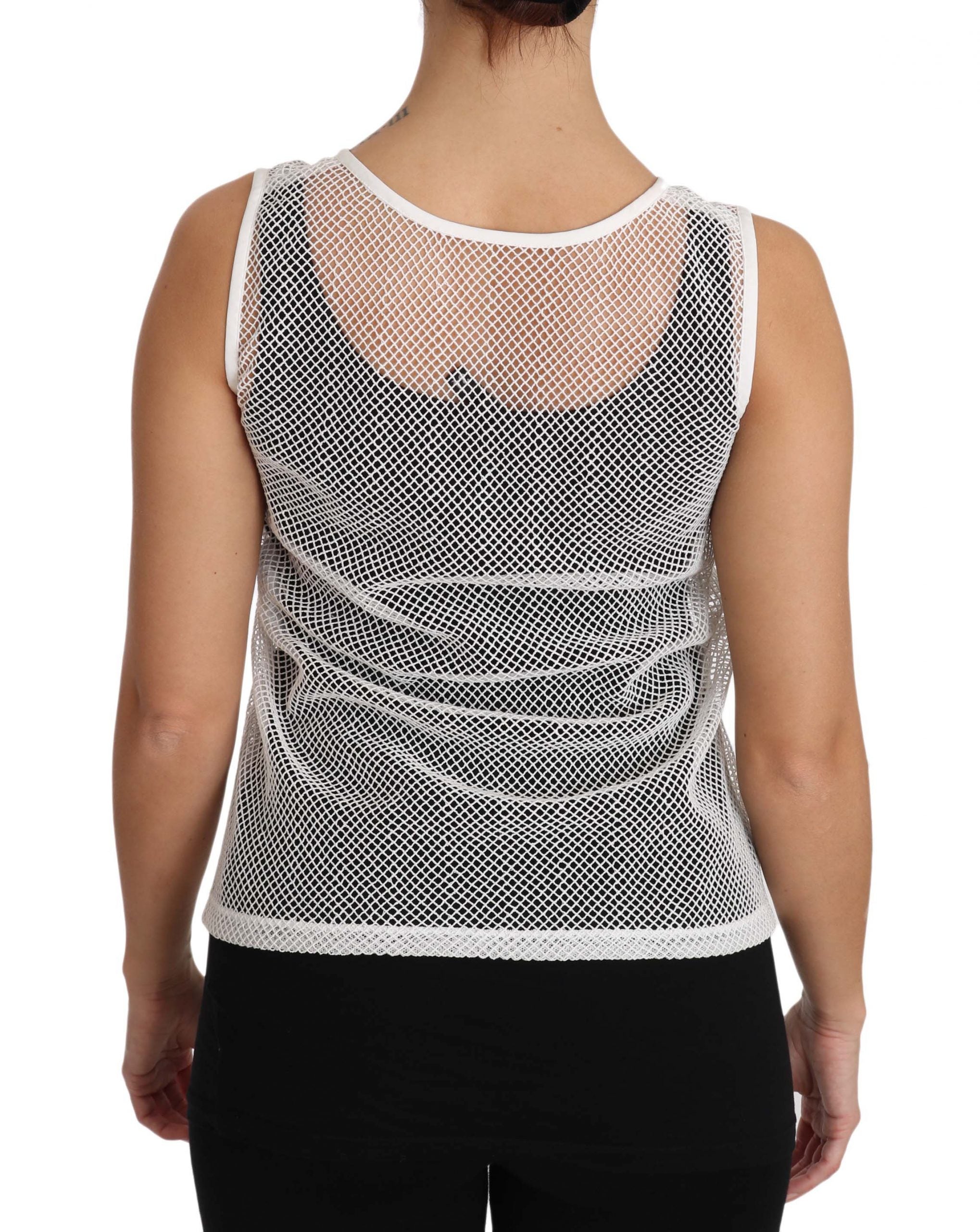 Dolce & Gabbana White Net  Transparent Sleeveless Tank Top - PreLoved & Luxe