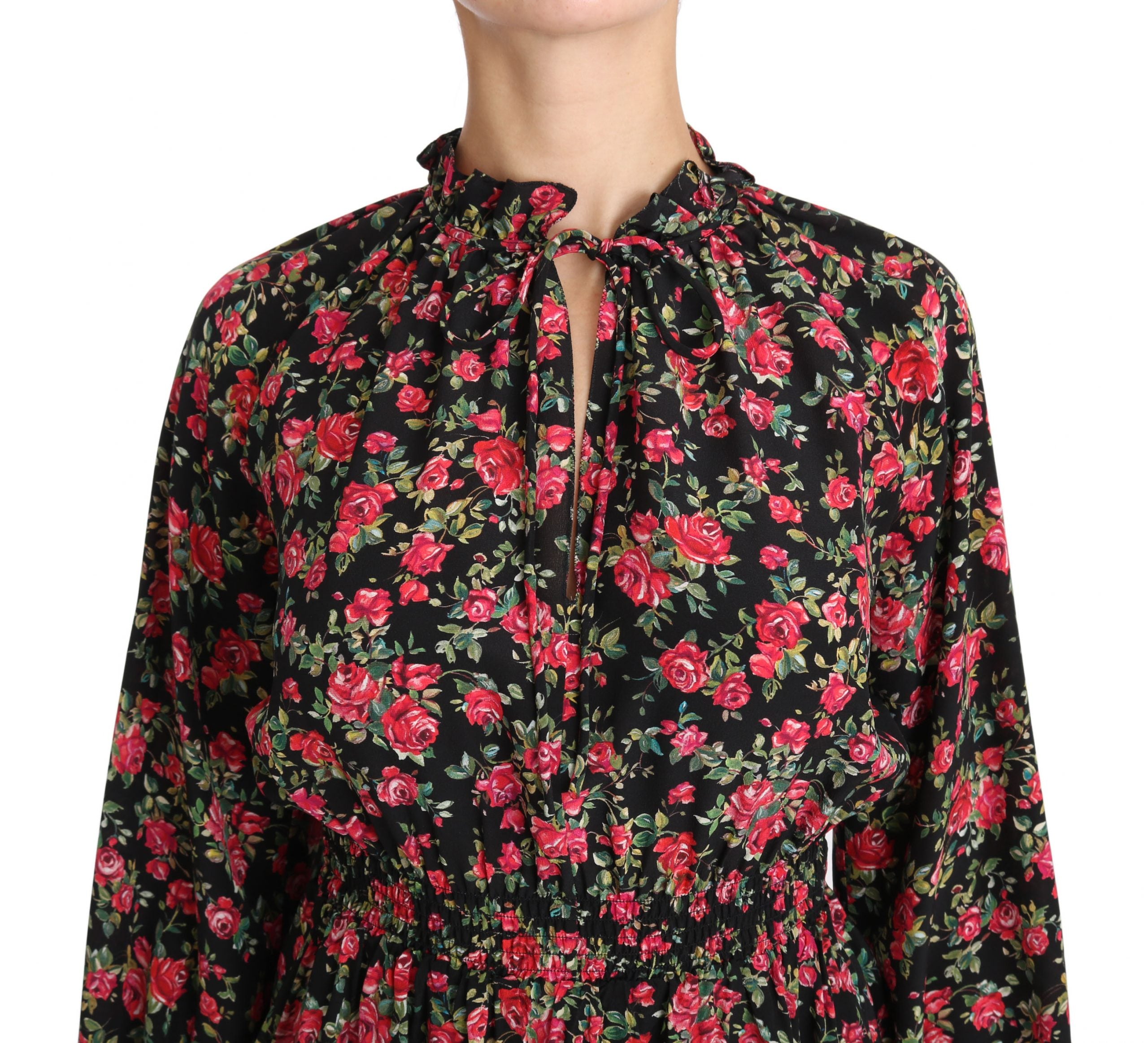 Dolce & Gabbana Black Rose Print Floral Shirt Top Blouse - PreLoved & Luxe