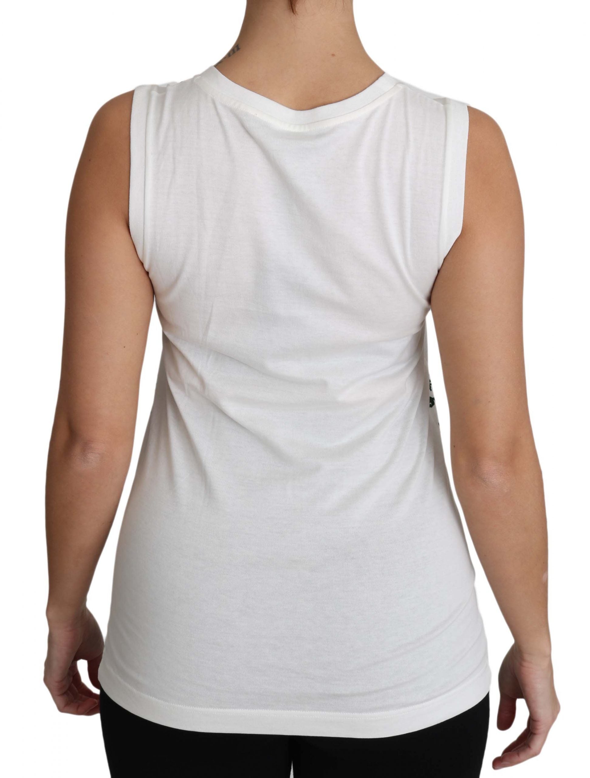 Dolce & Gabbana White Cotton #dgfamily Sleeveless Shirt Tank Top - PreLoved & Luxe