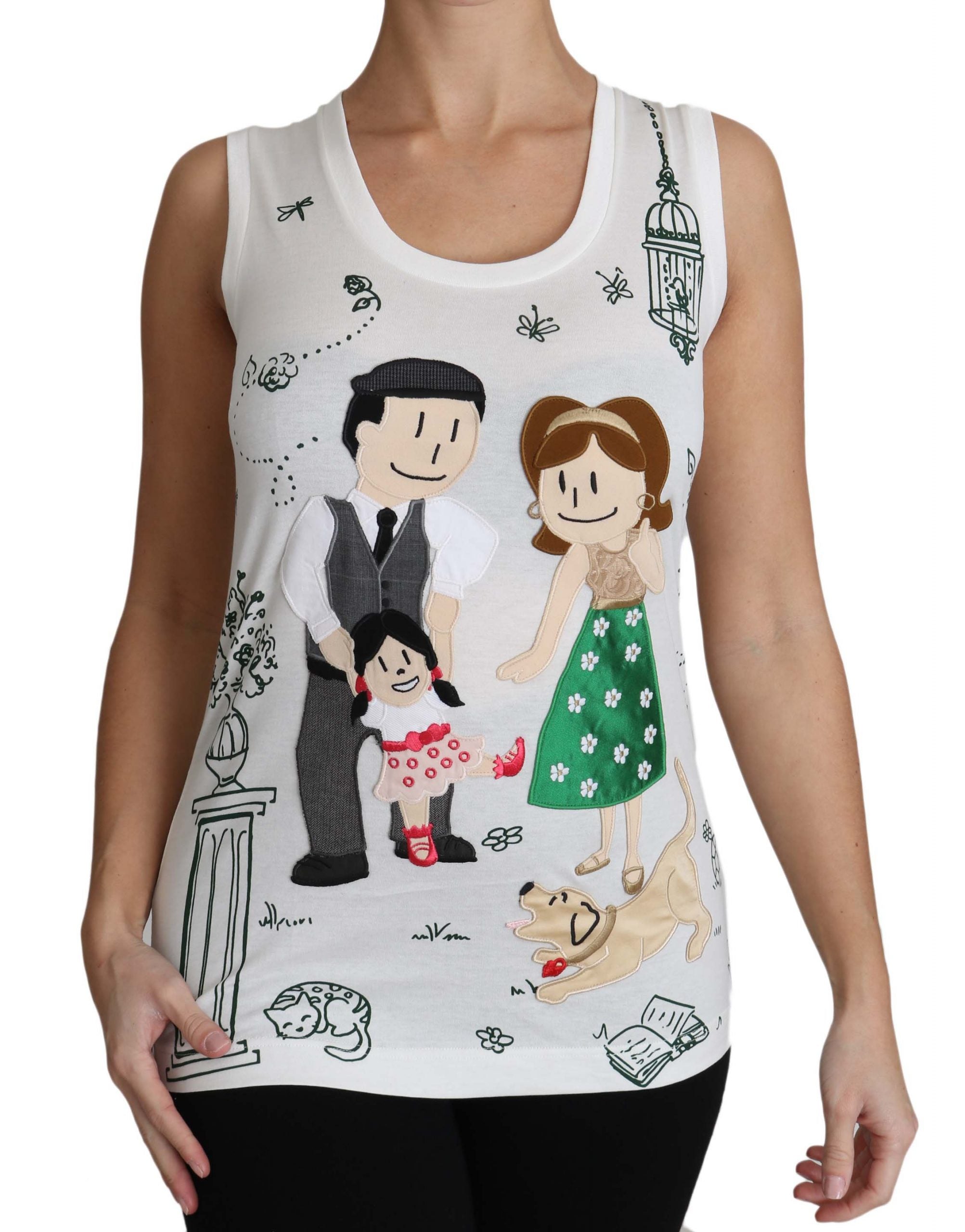 Dolce & Gabbana White Cotton #dgfamily Sleeveless Shirt Tank Top - PreLoved & Luxe