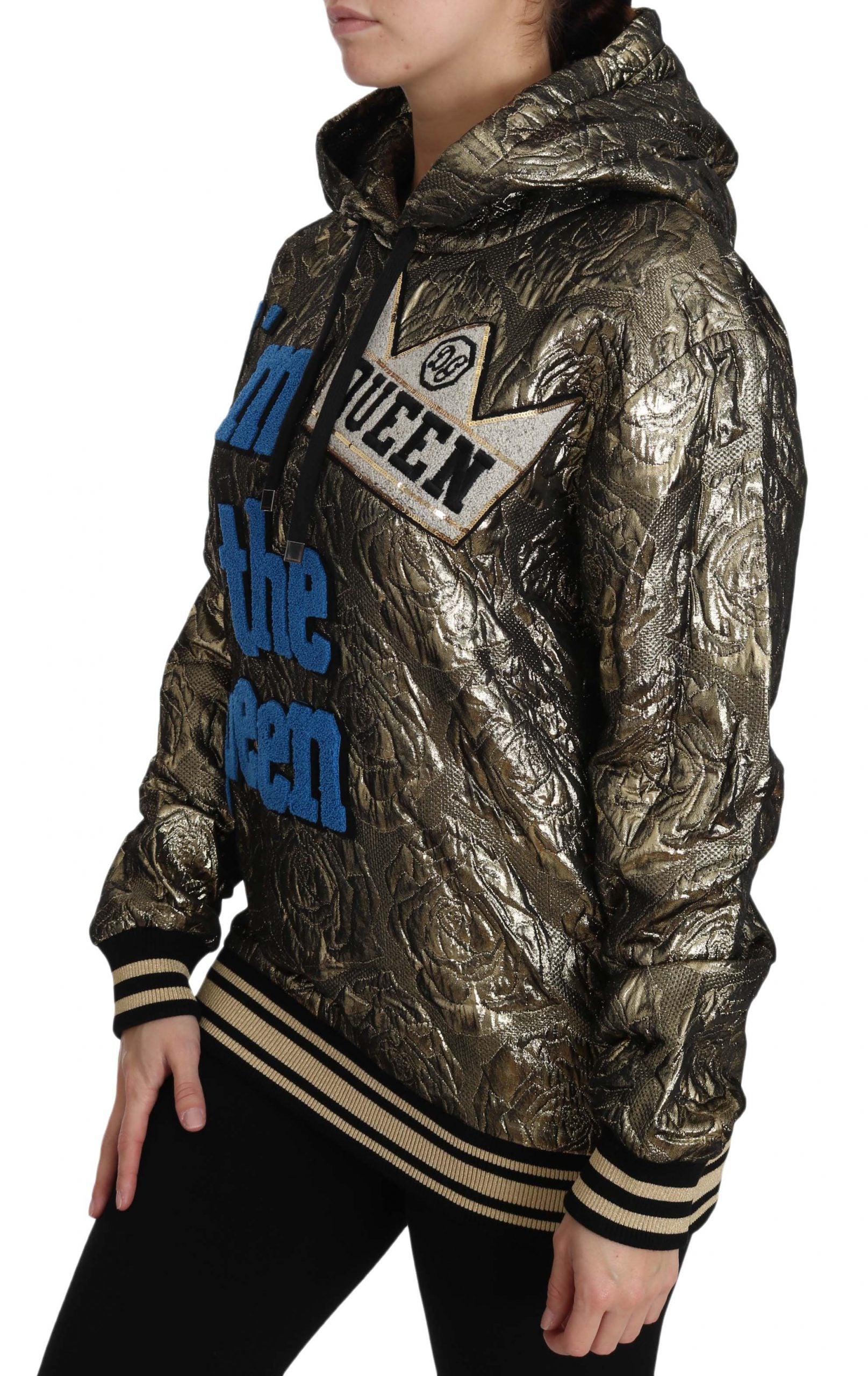 Dolce & Gabbana Im The Queen Jaquard Gold Sweatshirt  Hoodie - PreLoved & Luxe