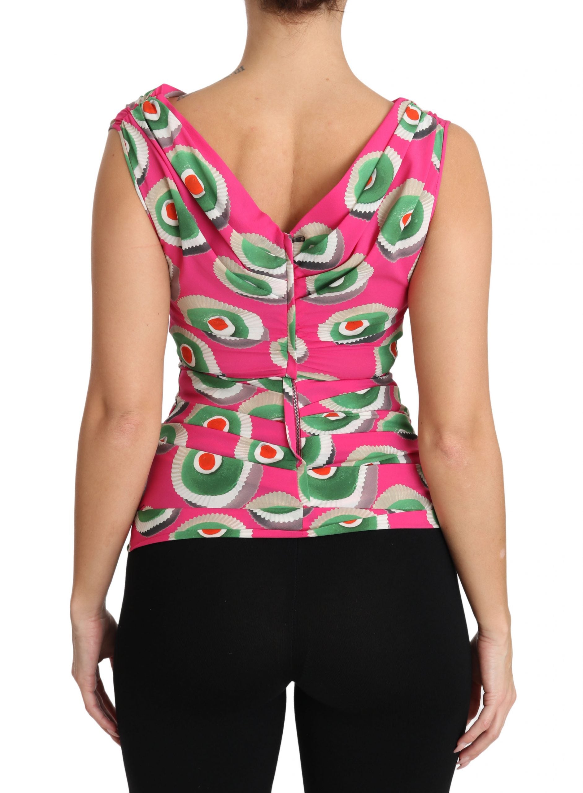 Dolce & Gabbana Pink Silk Stretch Sicilian Cake Top - PreLoved & Luxe