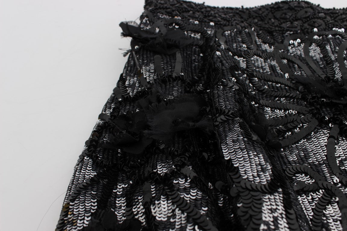 Dolce & Gabbana Black Crystal Sequined Mini Shorts - PreLoved & Luxe