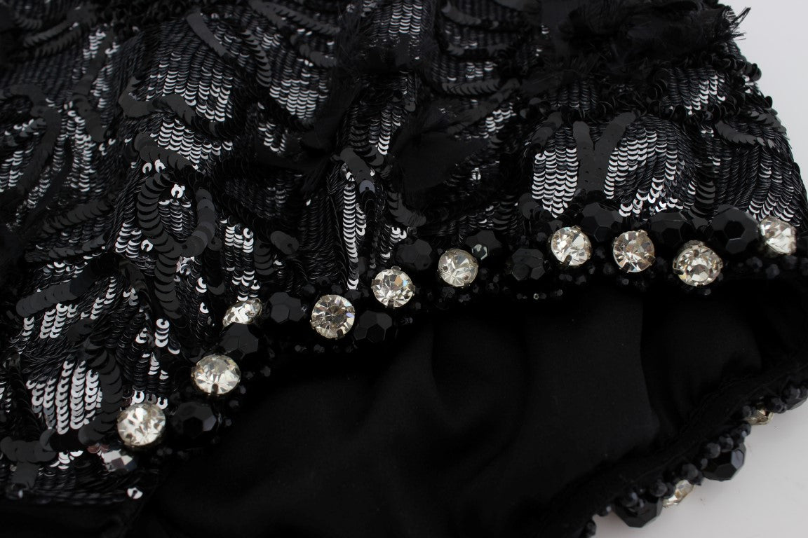 Dolce & Gabbana Black Crystal Sequined Mini Shorts - PreLoved & Luxe