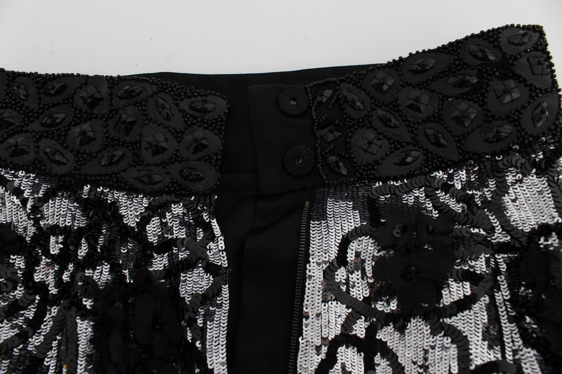 Dolce & Gabbana Black Crystal Sequined Mini Shorts - PreLoved & Luxe