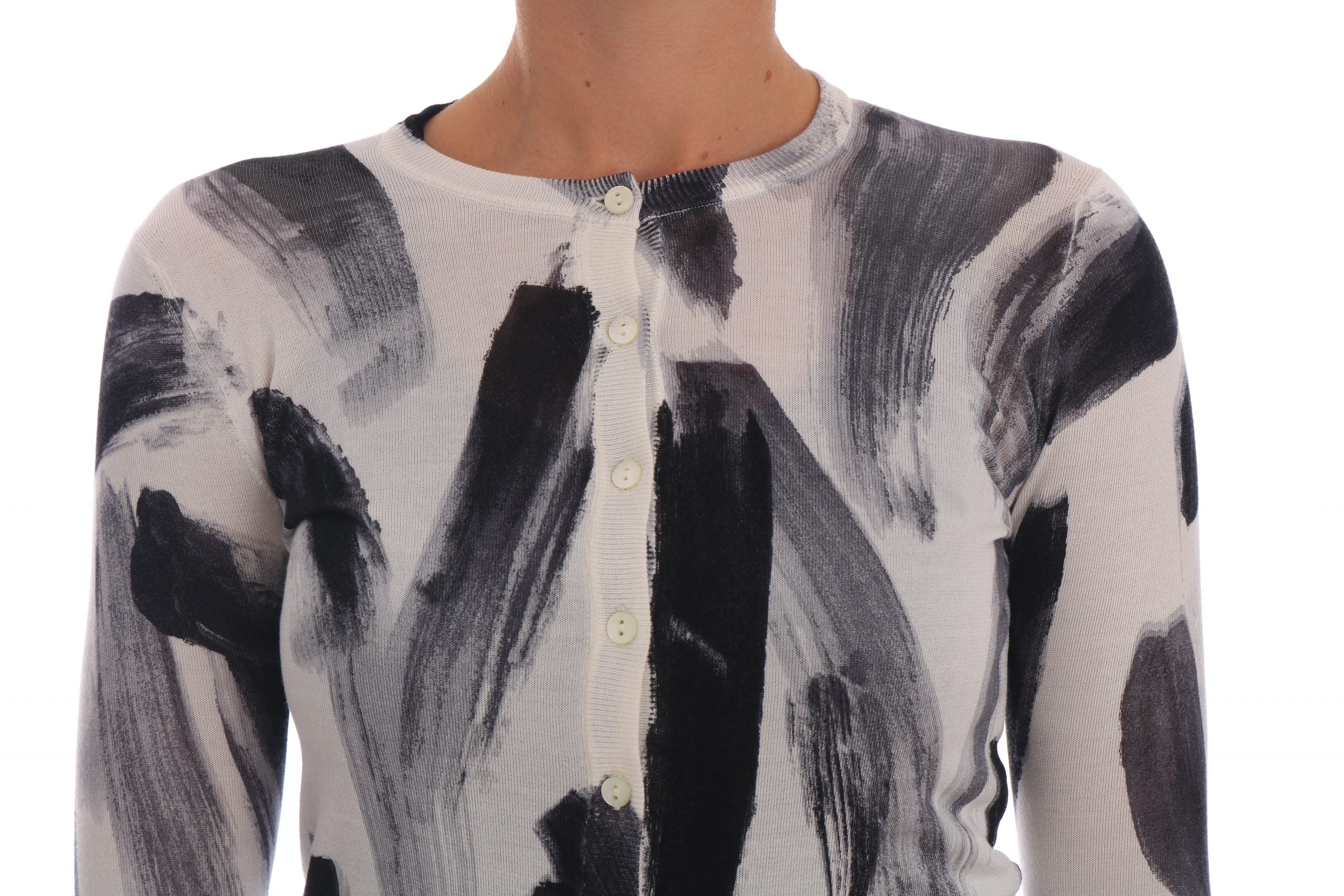 Dolce & Gabbana Cardigan Lightweight Silk Paint Stroke Sweater - PreLoved & Luxe