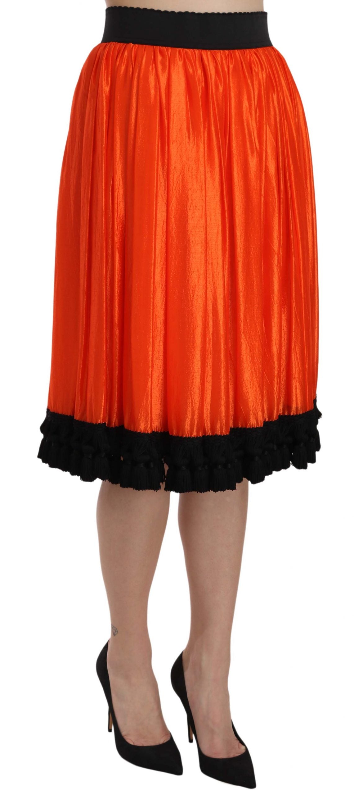 Dolce & Gabbana Orange High Waist Knee Length Skirt - PreLoved & Luxe