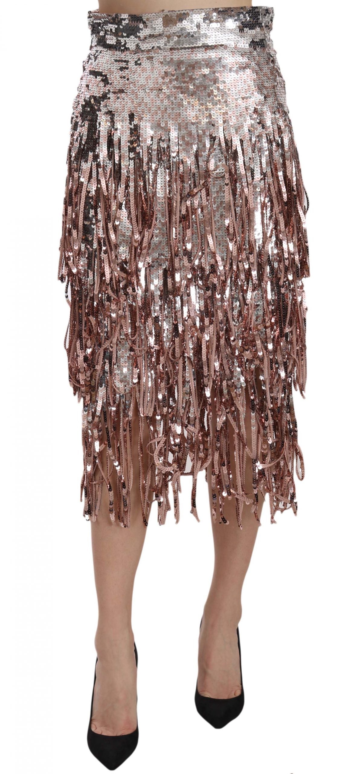 Dolce & Gabbana Sequin Embellished Fringe Midi Pencil Skirt - PreLoved & Luxe