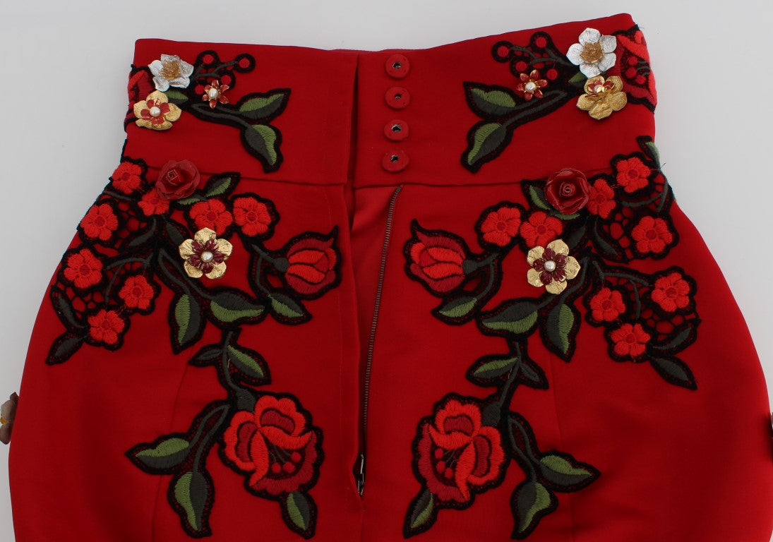 Dolce & Gabbana Red Silk Roses Sicily Shorts - PreLoved & Luxe