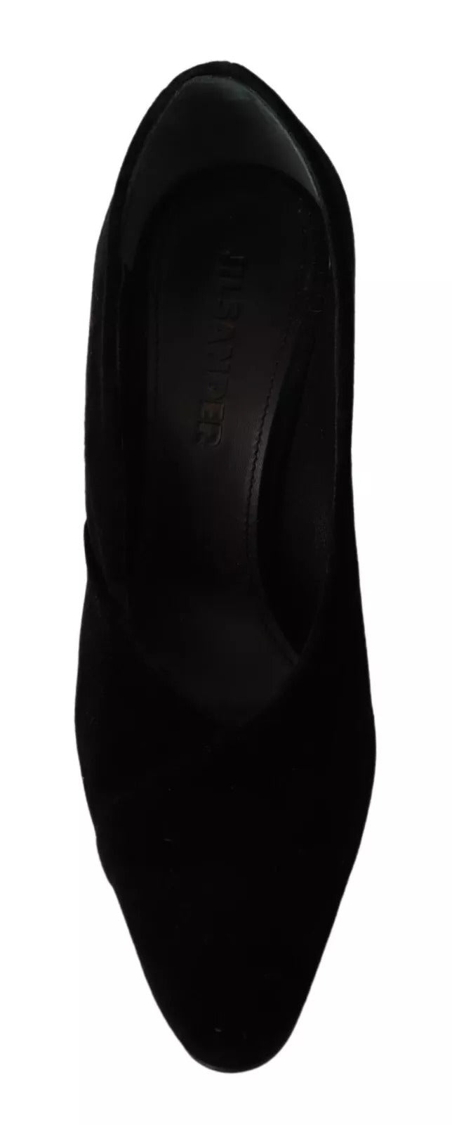 Jil Sander Black Leather Suede Block Heels Pumps Shoes