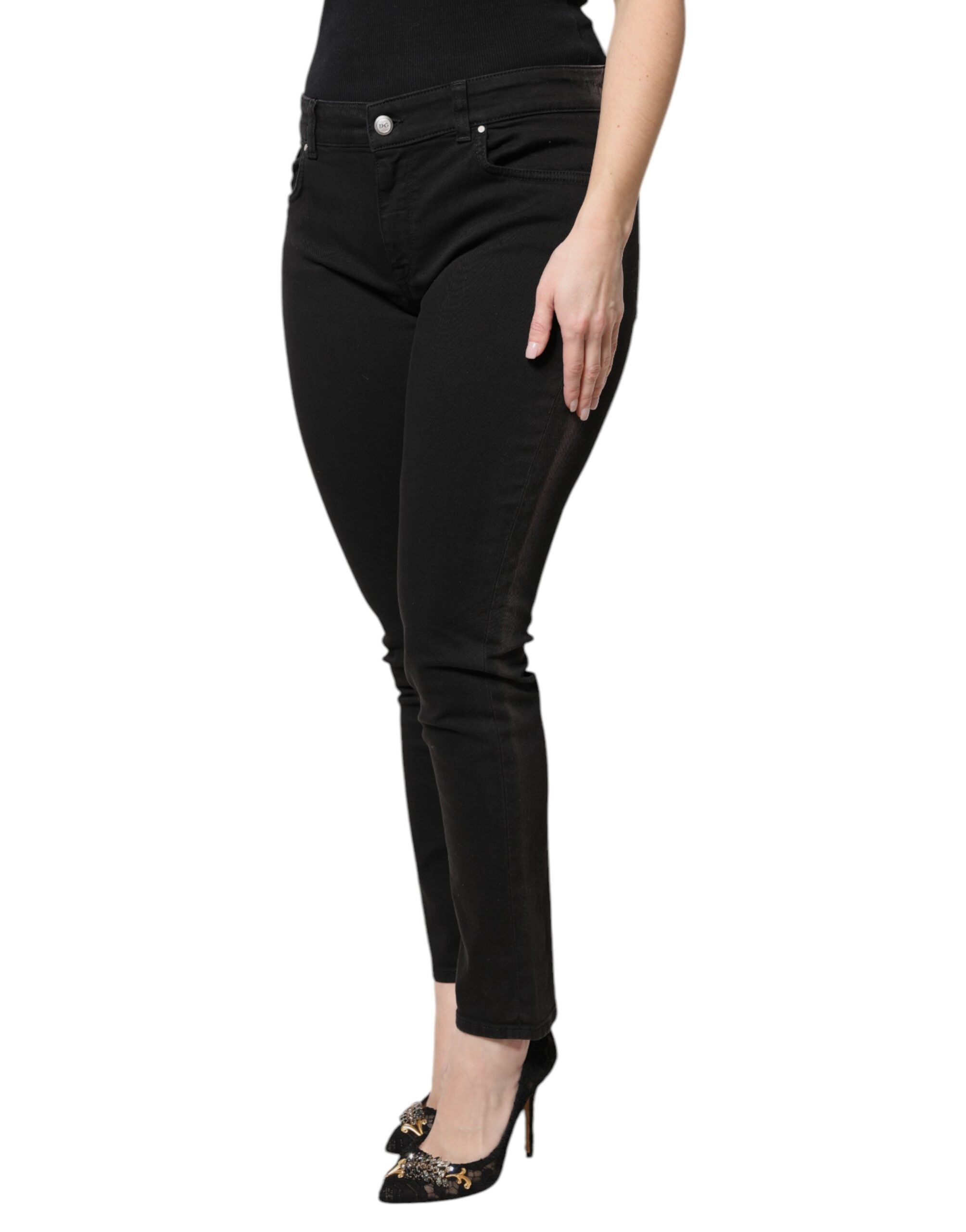 Pre-Owned Dolce & Gabbana Black Cotton High Waist Skinny Denim Jeans