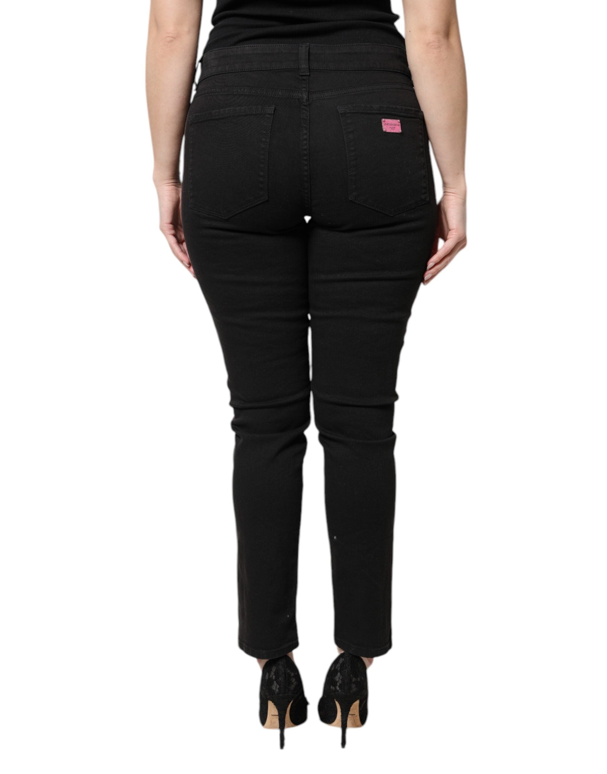 Pre-Owned Dolce & Gabbana Black Cotton High Waist Skinny Denim Jeans