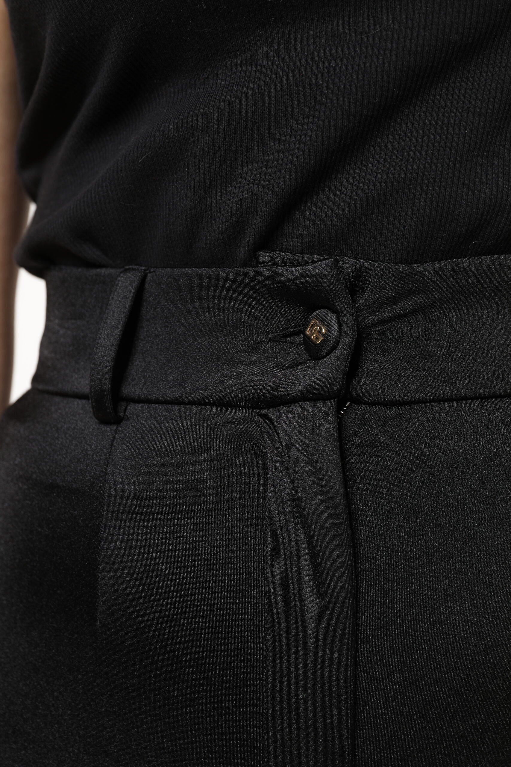 Dolce & Gabbana Black Nylon High Waist Slim Fit Pants
