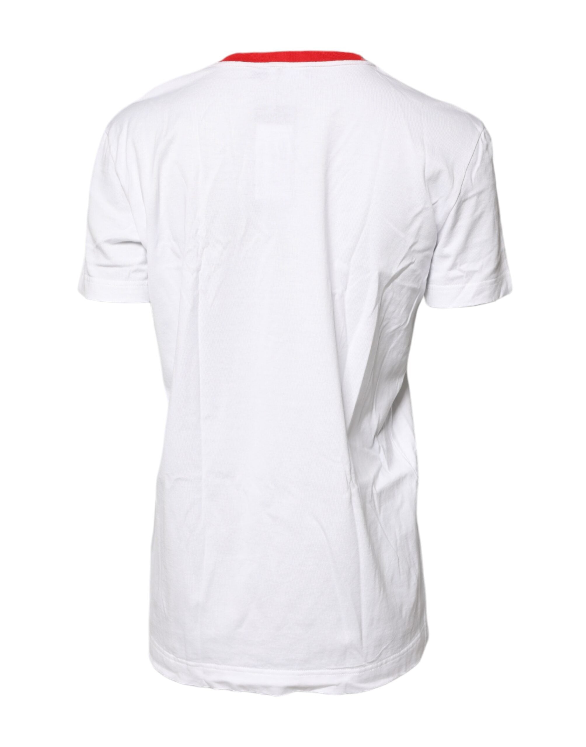 Dolce & Gabbana White Graphic Print Cotton Crew Neck T-shirt