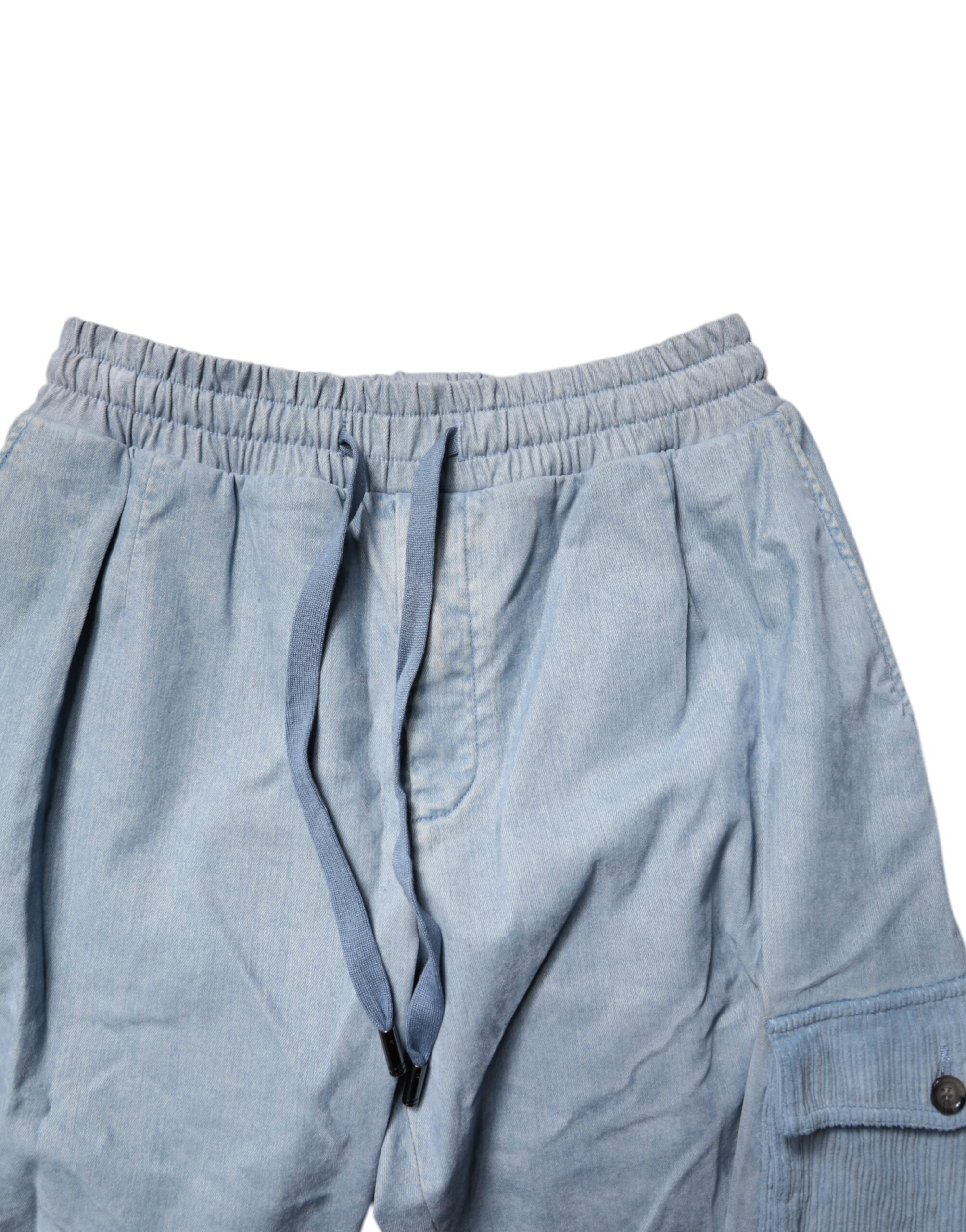 Dolce & Gabbana Light Blue Cotton Jogger Cargo Men Denim Pants