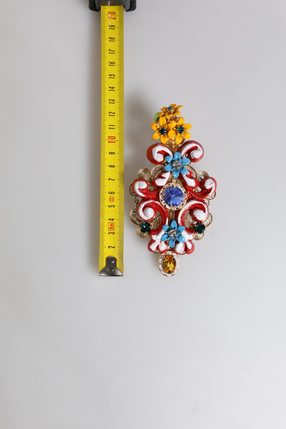 Dolce & Gabbana Multicolor Spring CARRETTO Gold Brass Crystal Hair Clip