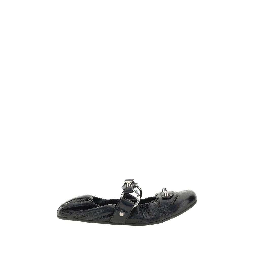 Balenciaga Black Leather Ballet Flats