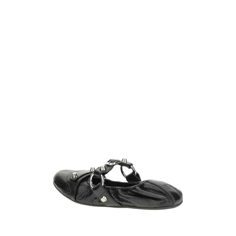 Balenciaga Black Leather Ballet Flats