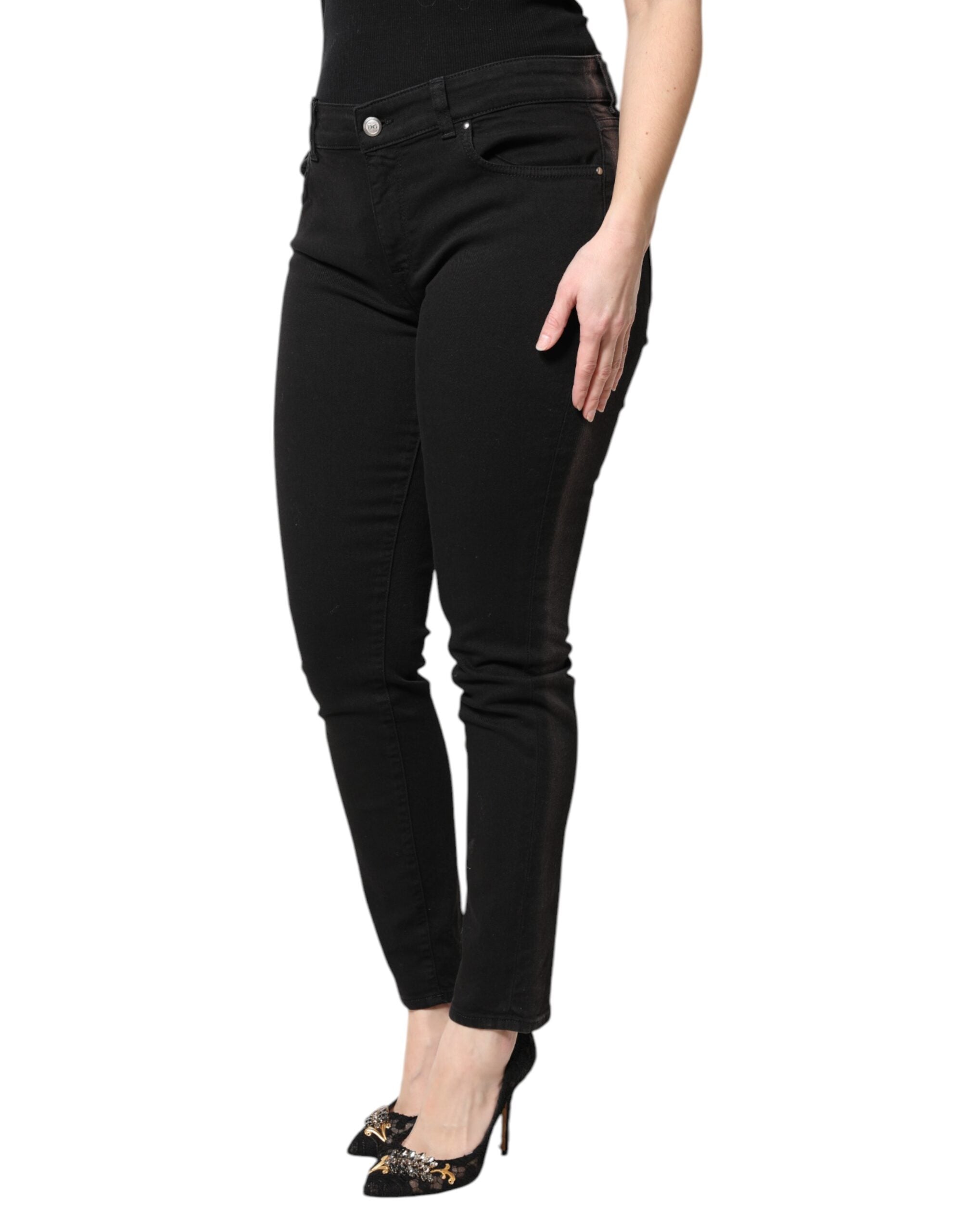 Pre-Owned Dolce & Gabbana Black Cotton Mid Waisted Skinny Denim Jeans