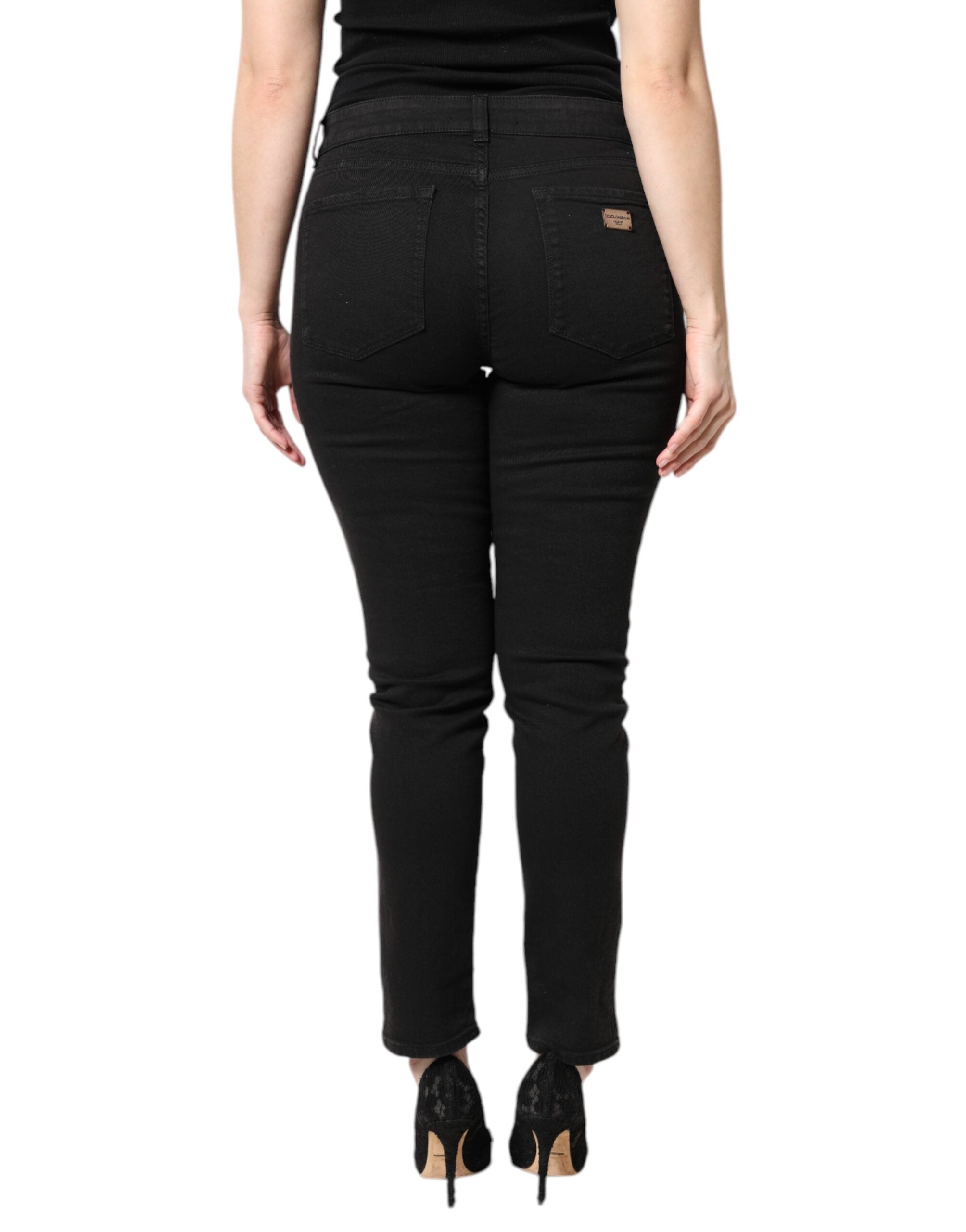 Pre-Owned Dolce & Gabbana Black Cotton Mid Waisted Skinny Denim Jeans