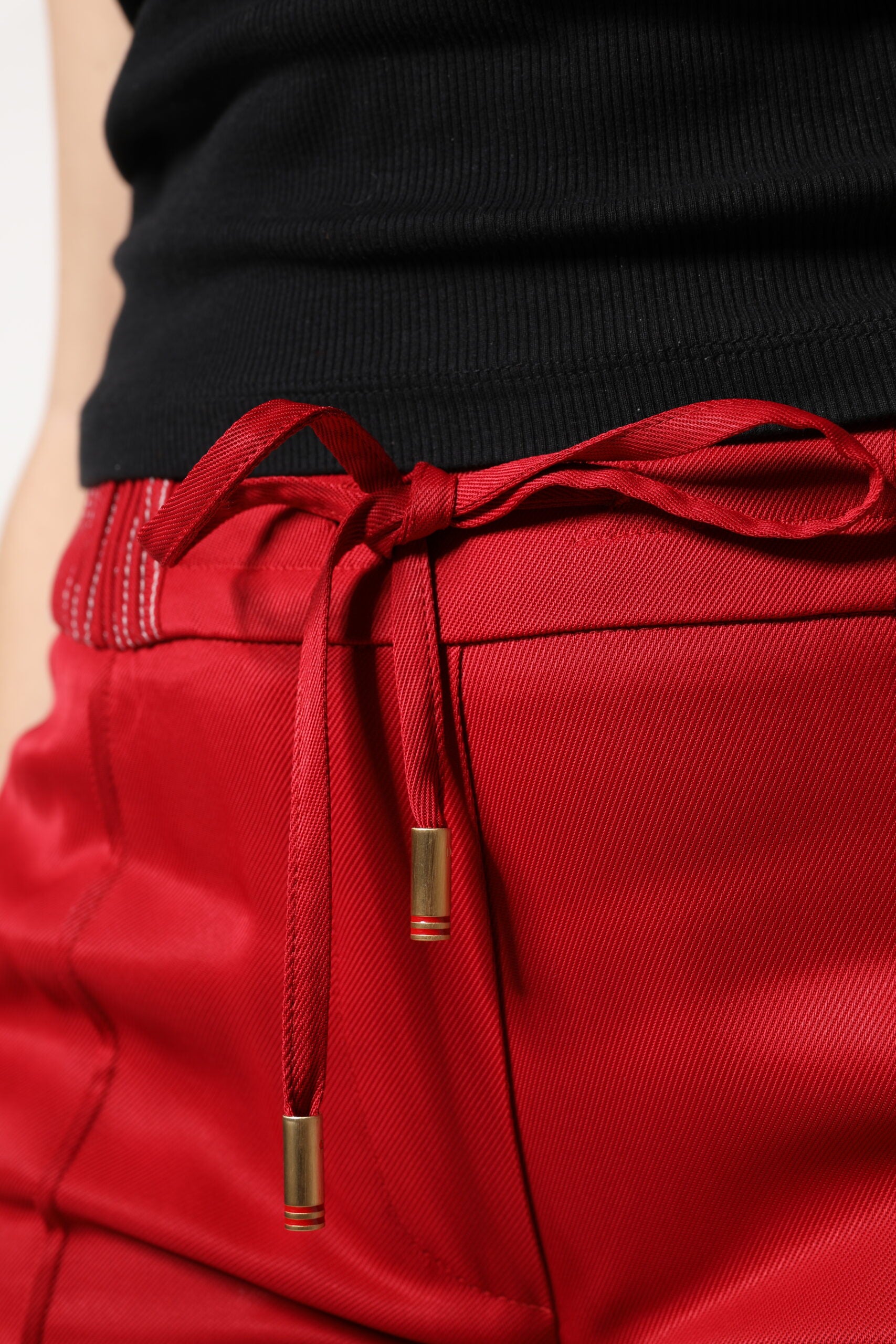 Dolce & Gabbana Red Viscose Straight Fit Pants