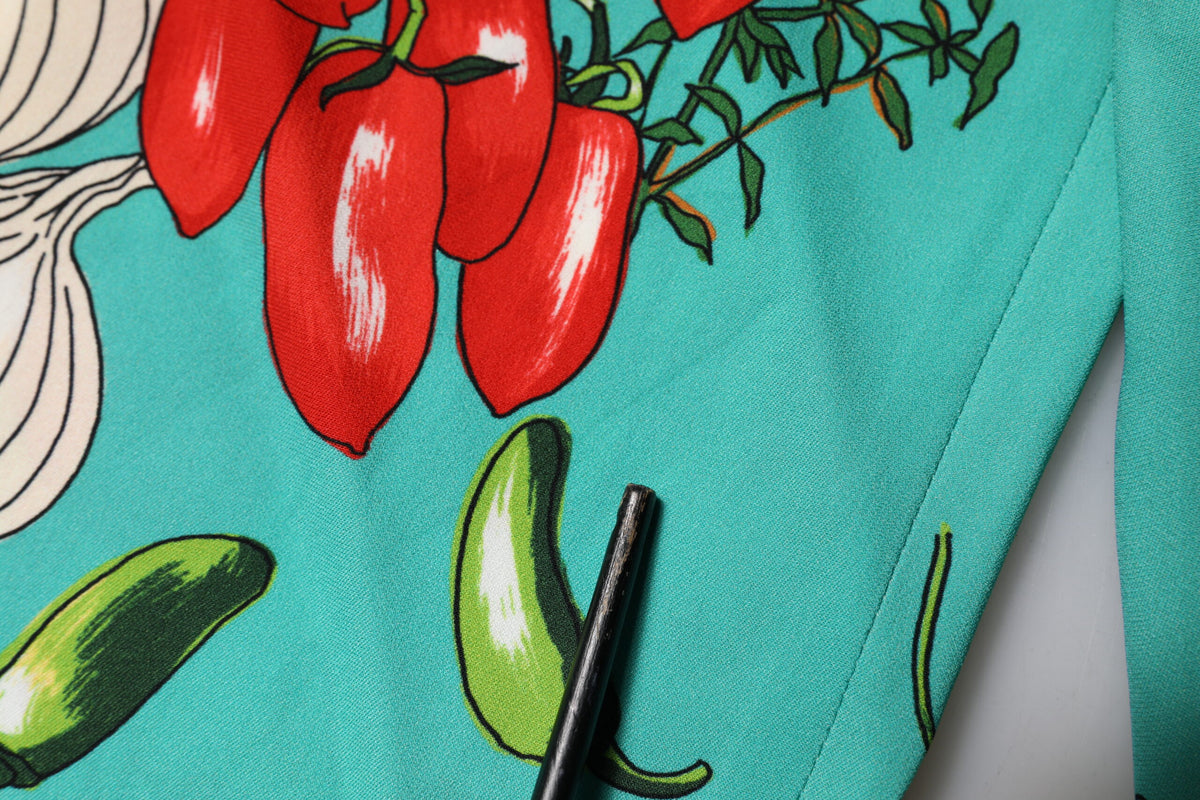 Dolce & Gabbana Green Silk Printed Straight Pants