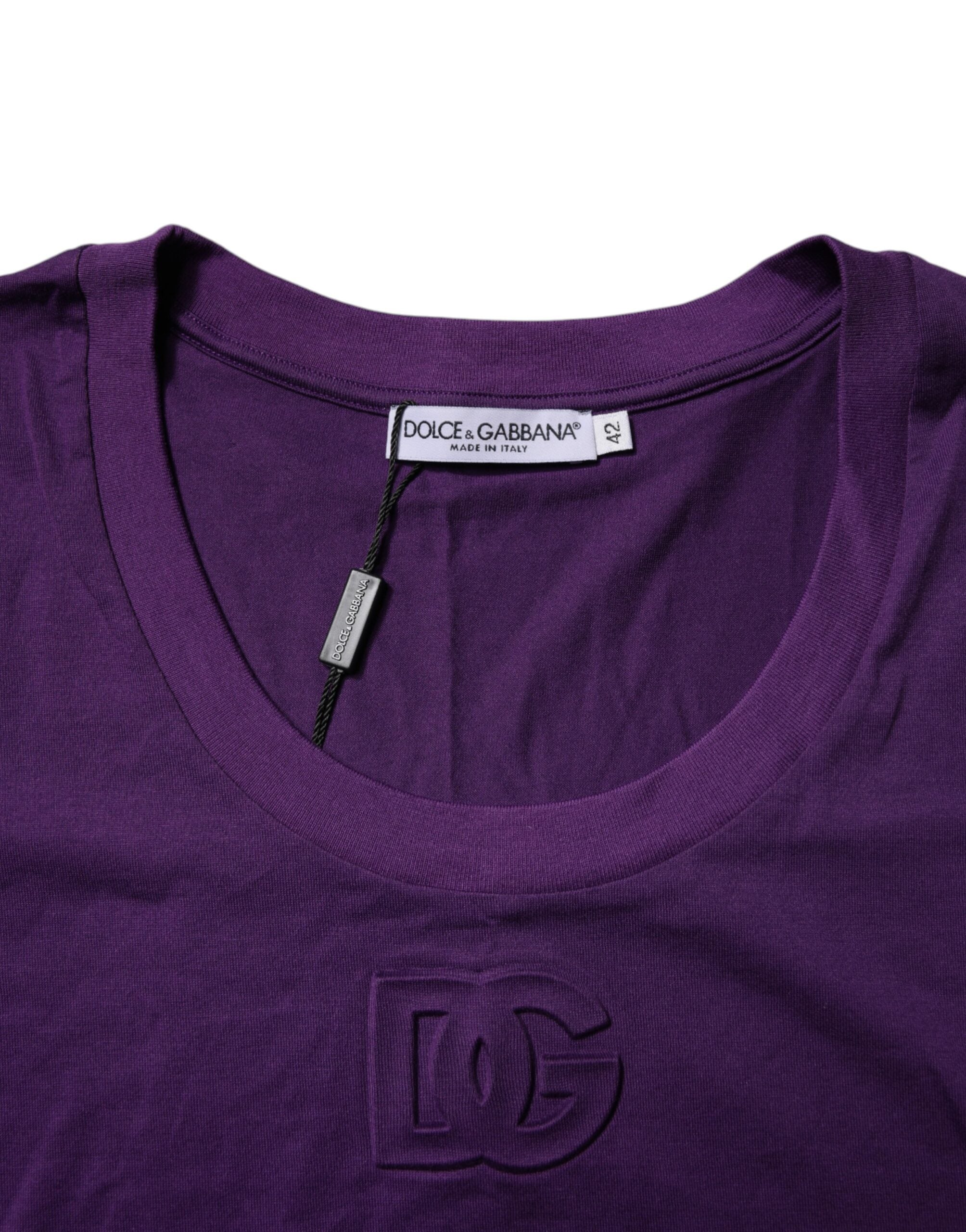 Dolce & Gabbana Violet Cotton Crewneck Short Sleeves T-shirt