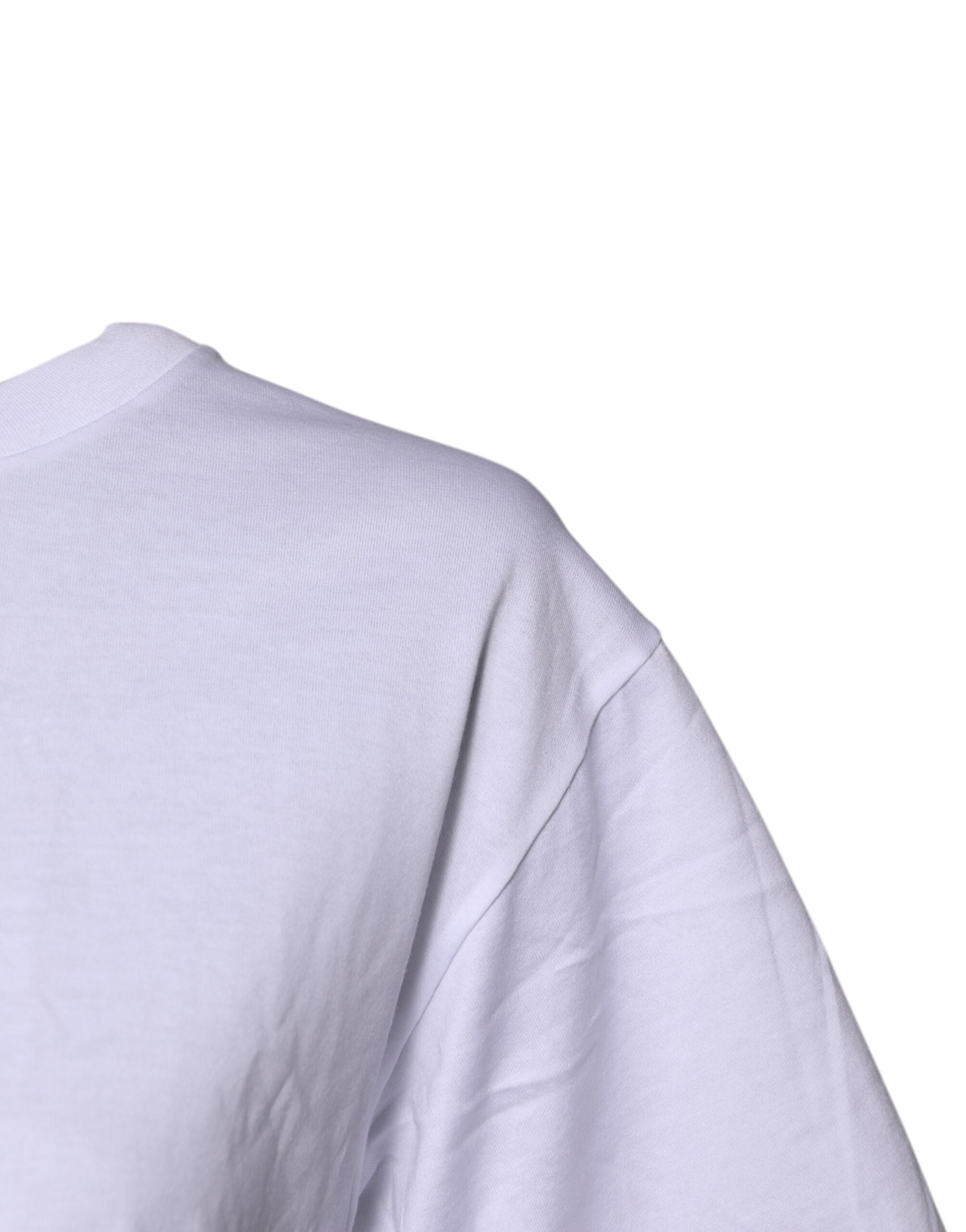 Pre-Owned Dolce & Gabbana White Printed Round Neck Top Cotton T-shirt