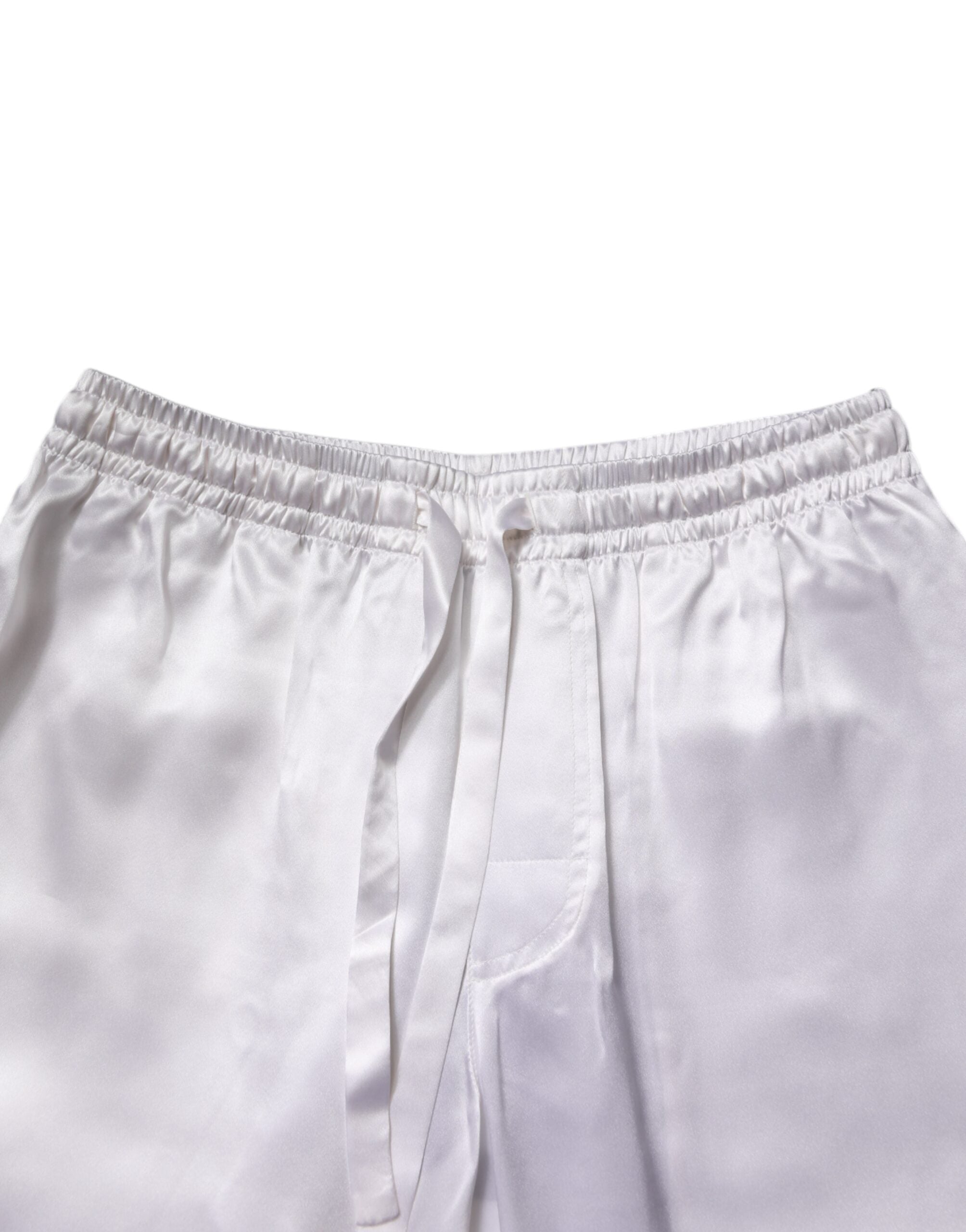 Pre-Owned Dolce & Gabbana White Satin Silk Men Pajama Set Sleepwear