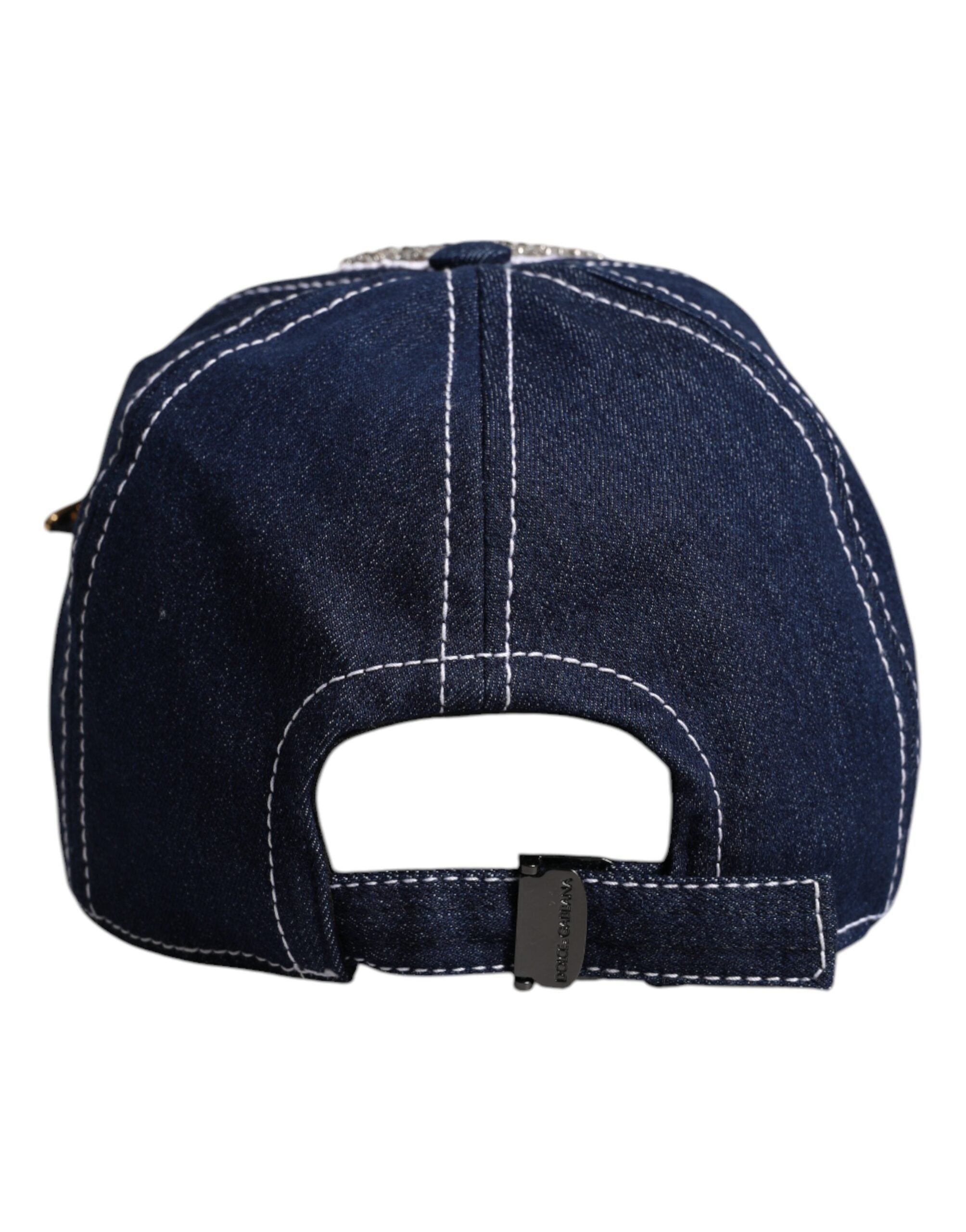 Dolce & Gabbana Blue Crystal Embellishment Baseball Cap