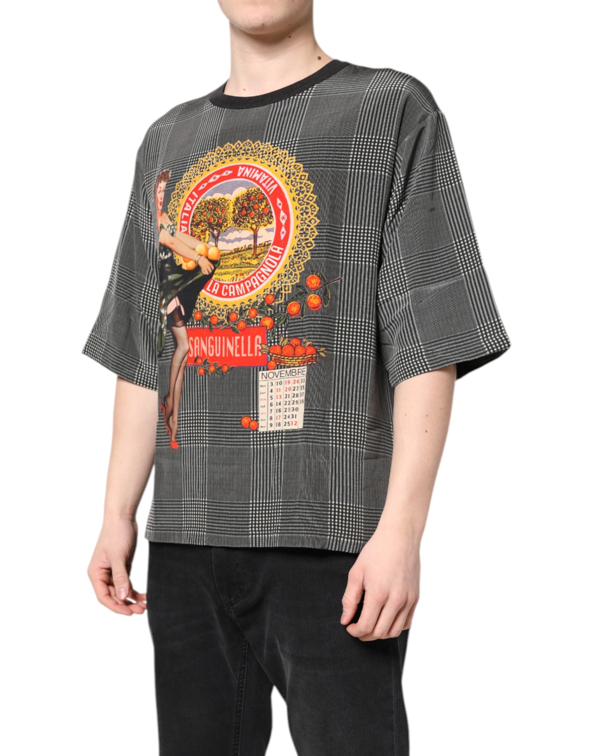Dolce & Gabbana Black White Graphic Print Short Sleeve T-shirt