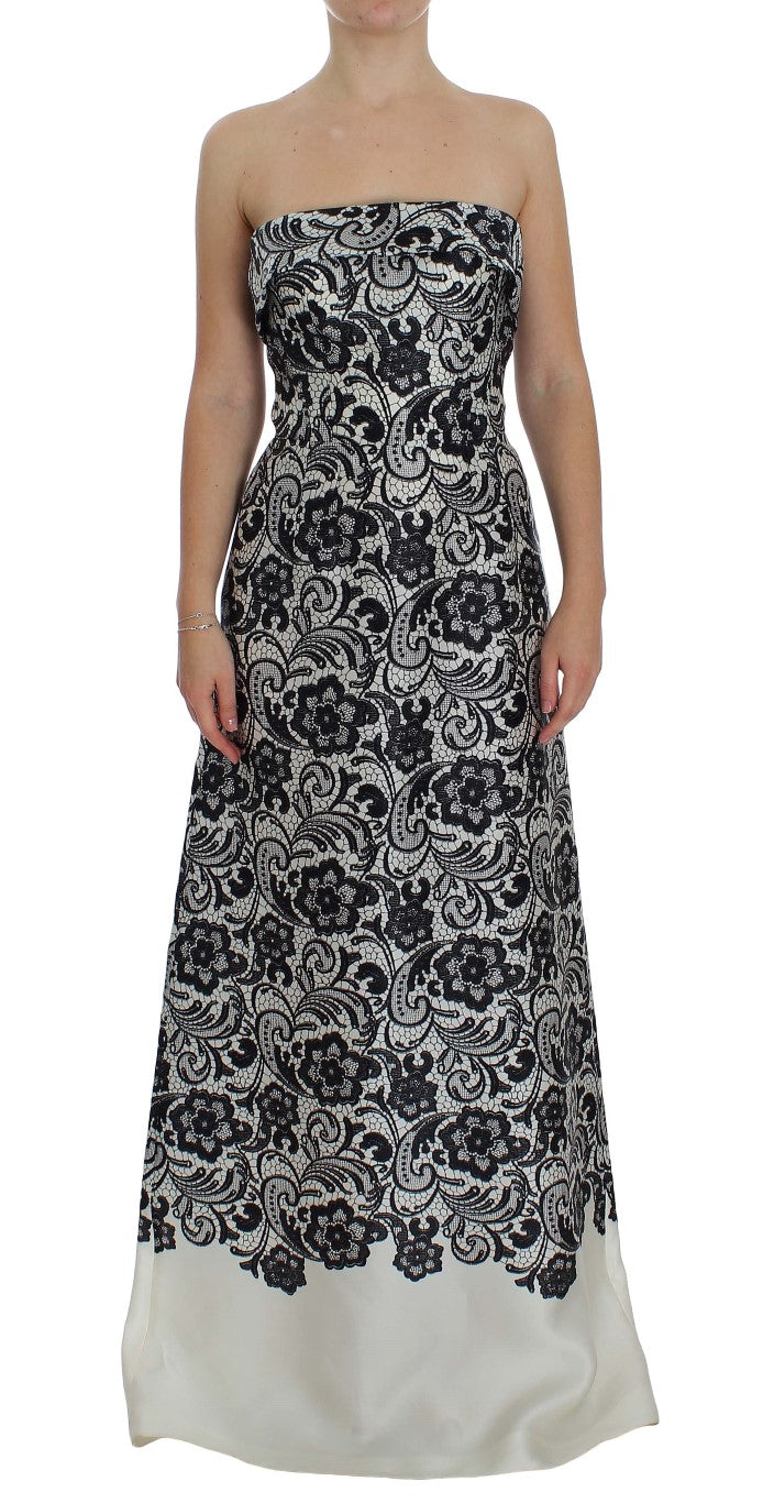 Dolce & Gabbana White Floral Lace Silk Corset Maxi Dress - PreLoved & Luxe