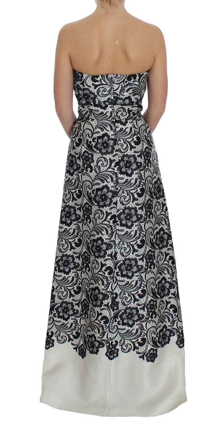 Dolce & Gabbana White Floral Lace Silk Corset Maxi Dress - PreLoved & Luxe