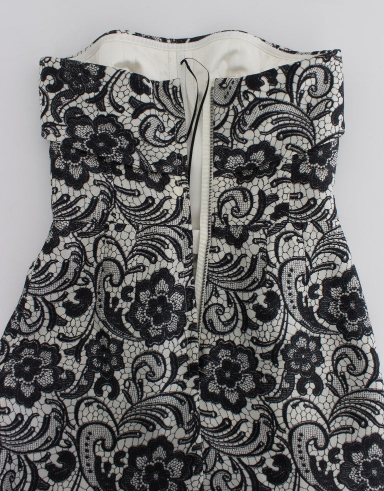 Dolce & Gabbana White Floral Lace Silk Corset Maxi Dress - PreLoved & Luxe