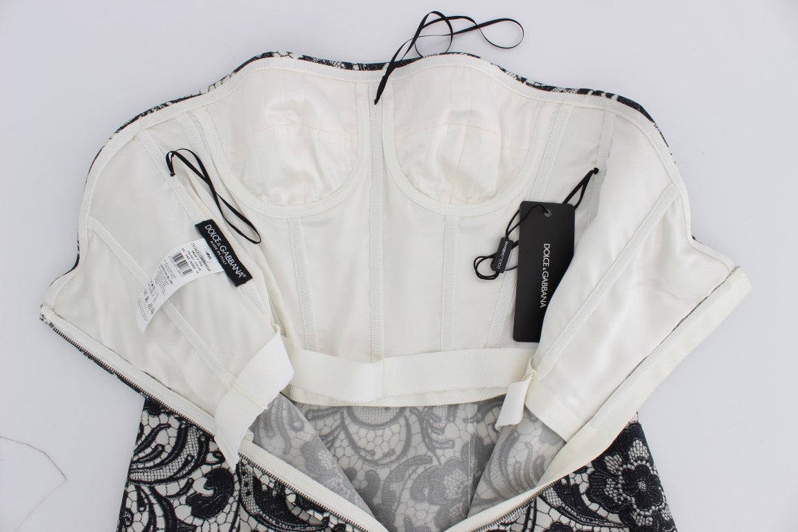 Dolce & Gabbana White Floral Lace Silk Corset Maxi Dress - PreLoved & Luxe