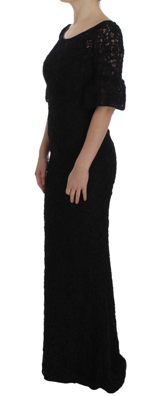 Dolce & Gabbana Black Floral Lace Long Bodycon Maxi Dress - PreLoved & Luxe
