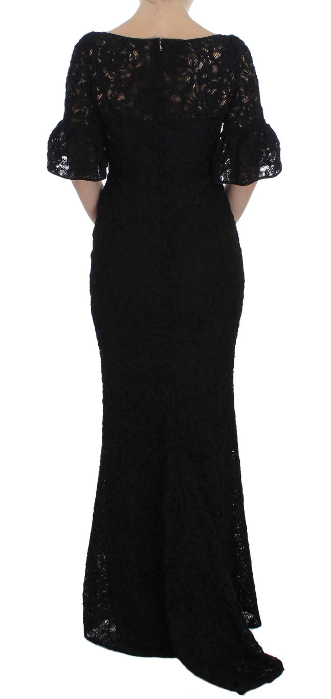 Dolce & Gabbana Black Floral Lace Long Bodycon Maxi Dress - PreLoved & Luxe