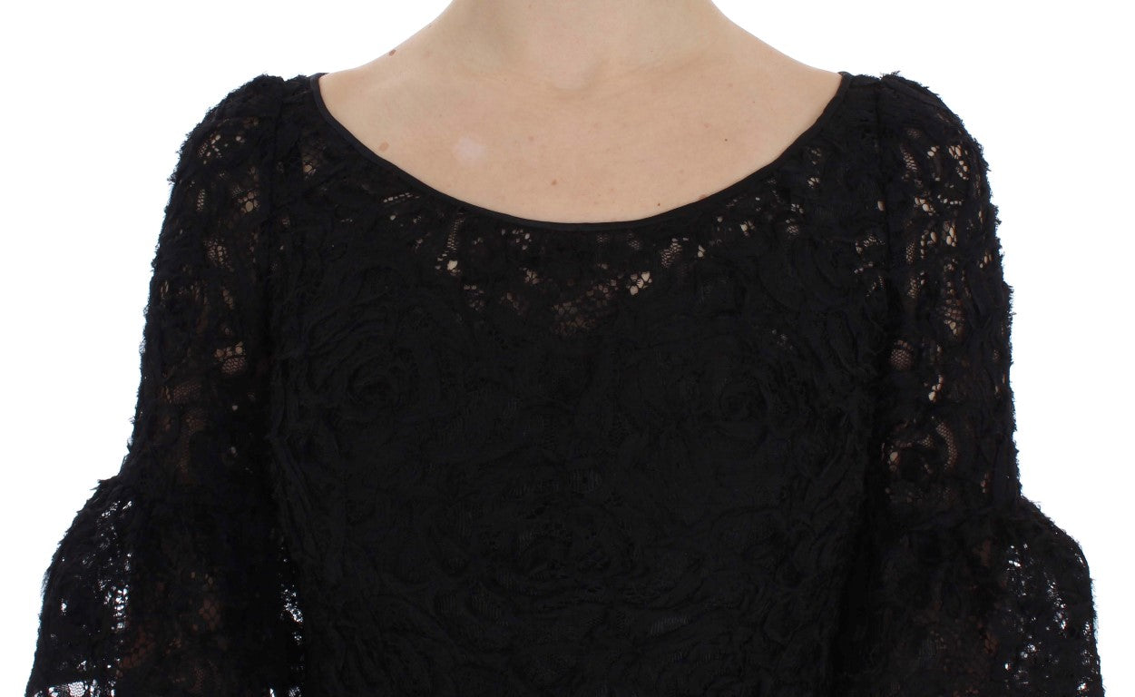 Dolce & Gabbana Black Floral Lace Long Bodycon Maxi Dress - PreLoved & Luxe