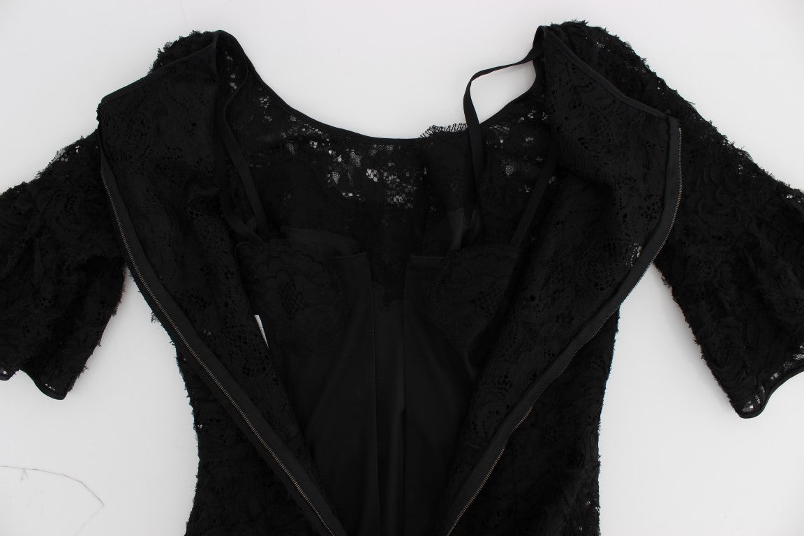 Dolce & Gabbana Black Floral Lace Long Bodycon Maxi Dress - PreLoved & Luxe