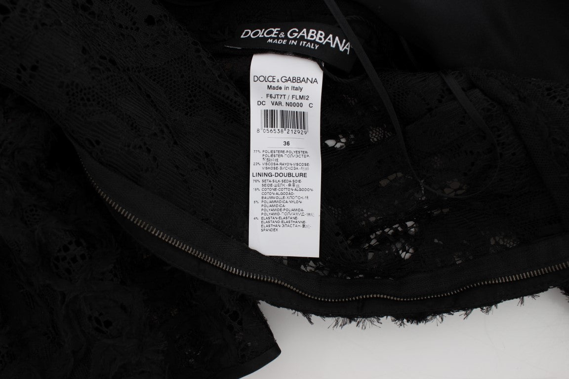 Dolce & Gabbana Black Floral Lace Long Bodycon Maxi Dress - PreLoved & Luxe