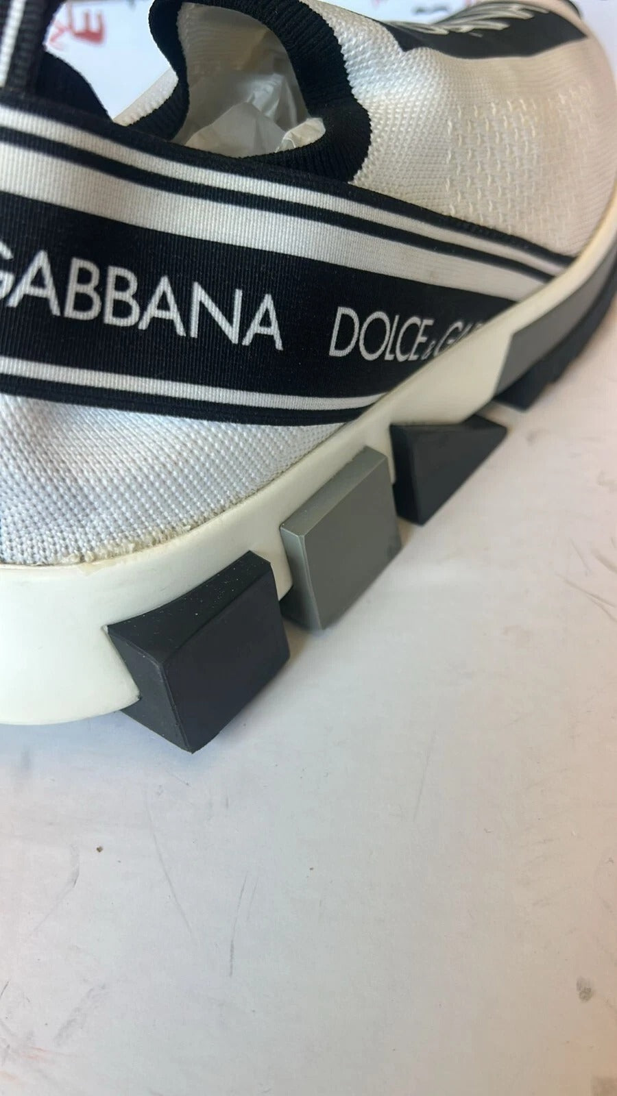 Dolce & Gabbana White Black Slip On Sorrento Sneakers Shoes