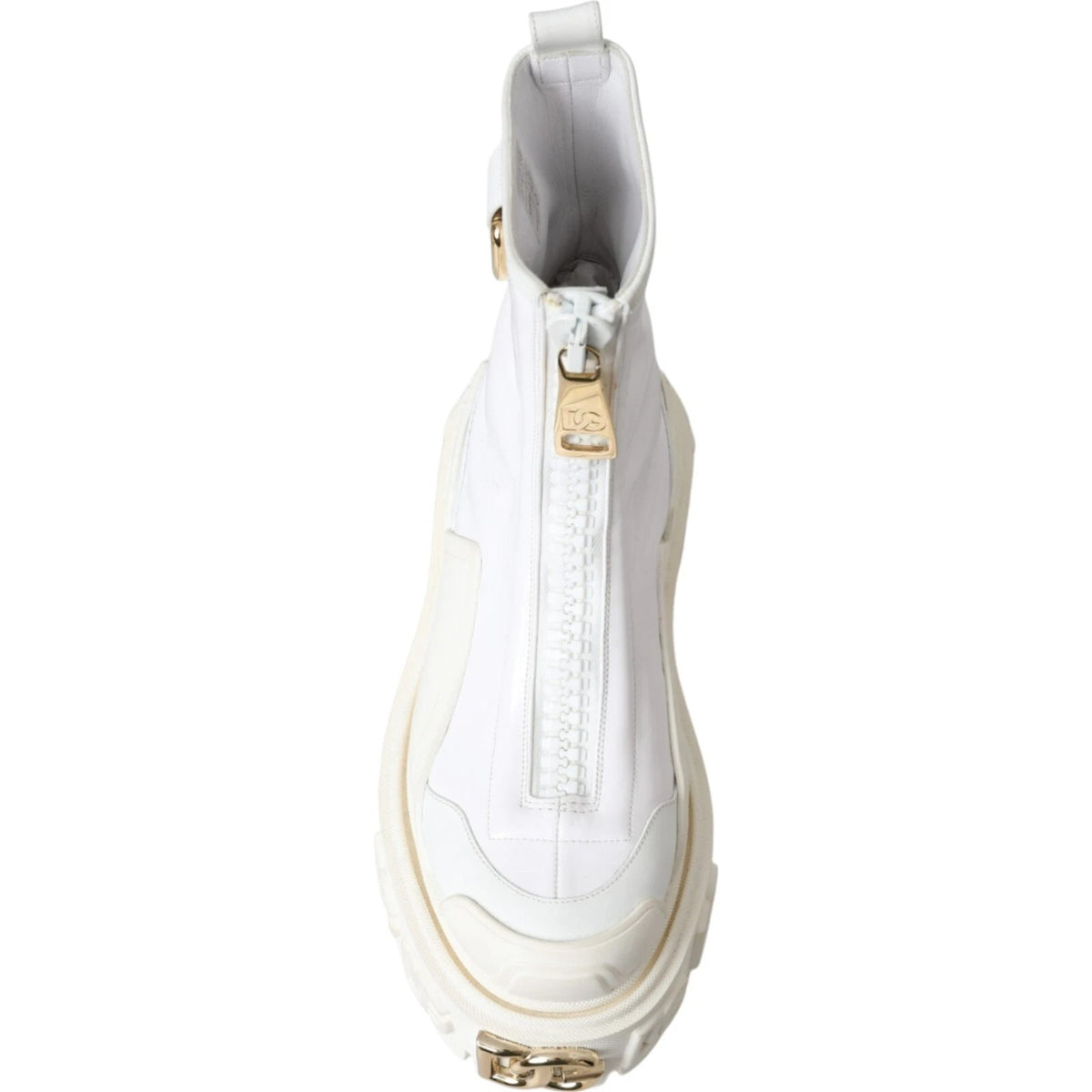 Dolce & Gabbana White Leather Rubber Logo Ankle Boots Shoes Women's - New with Defect